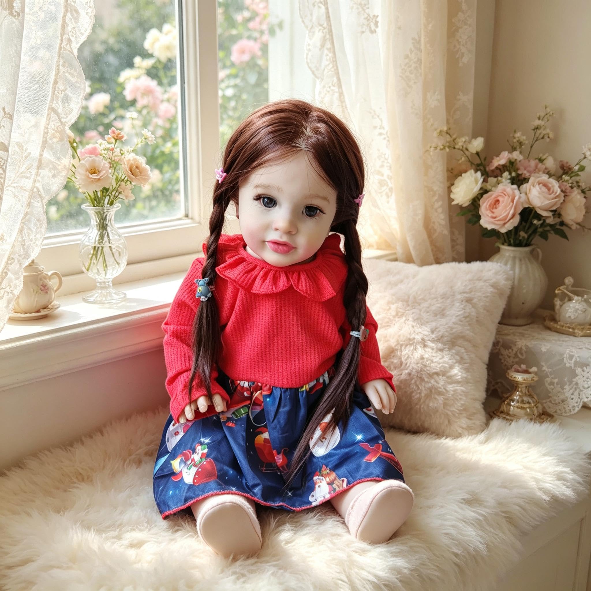 RXDOLL Realistische Reborn Kleinkind-Puppen Mädchen Pippa 66 cm große Größe Reborn Babypuppen aus weichem Vinyl-Tuch Körper lebensechte Kleinkind-Puppe mit verwurzelten Haaren für Kinder Mädchen