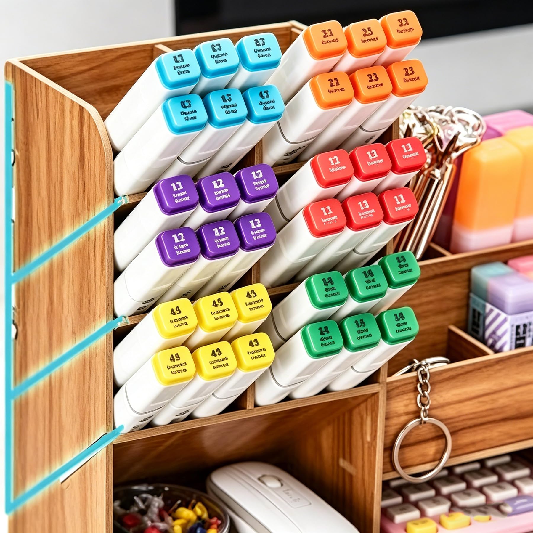 Marbrasse Wooden Desk Organiser, Pen Holer for Desk, Stationary