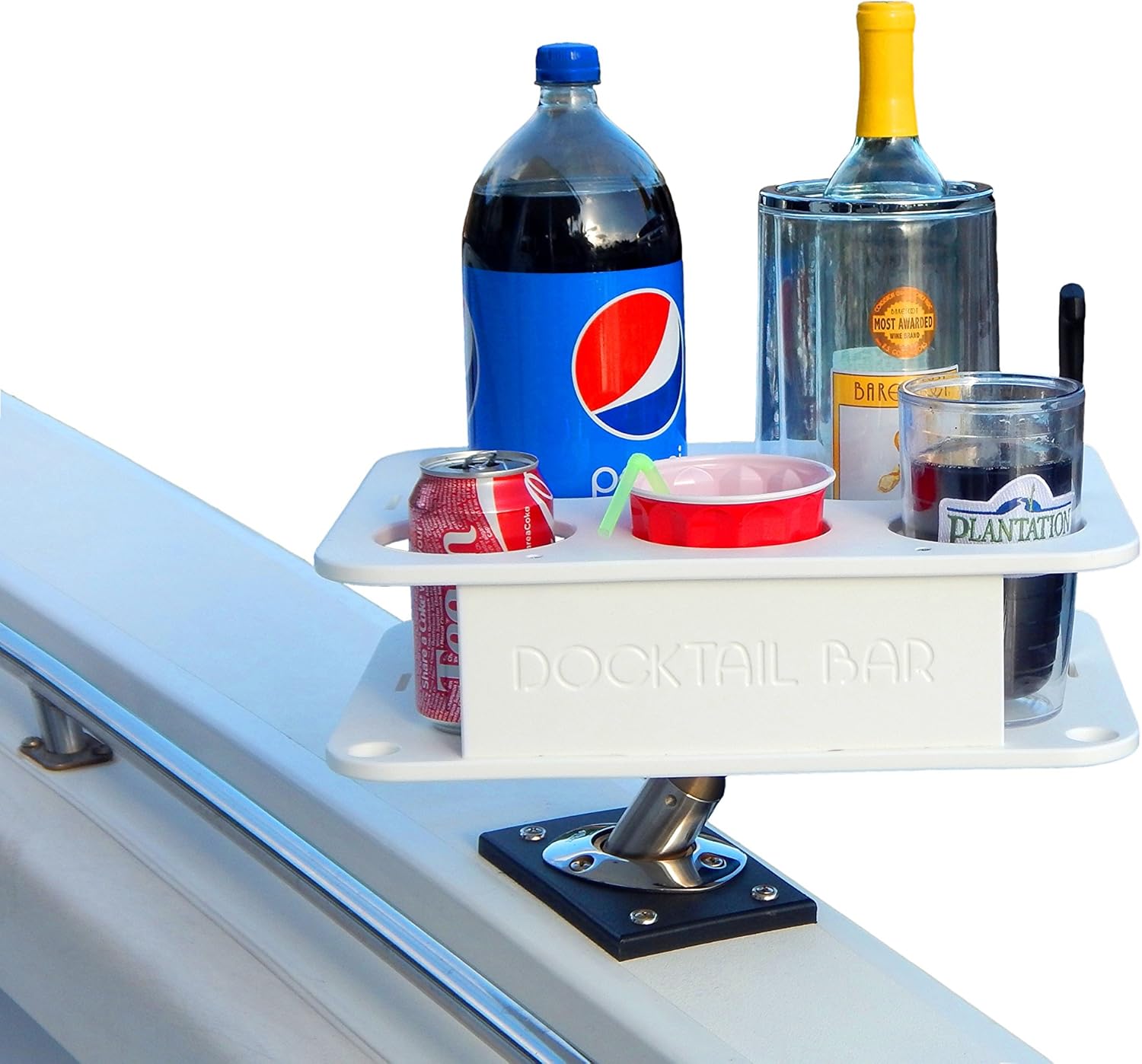 Docktail Jr Boat Cup Holder Caddy Organizer Includes Rod Holder Mount