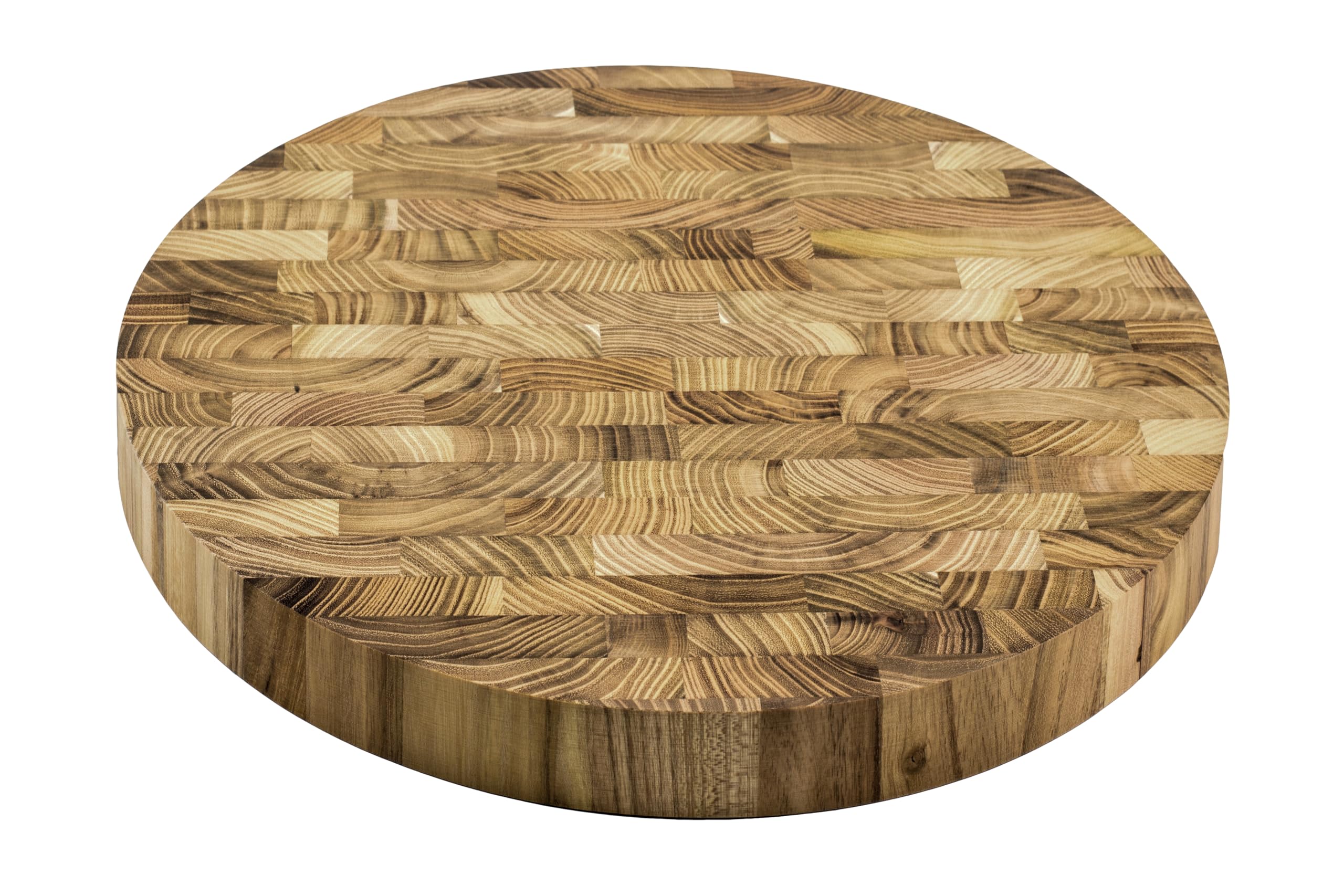 apollo THE HOUSEWARES BRAND Round Teak End Grain Chopping Board, Medium 27.5cm, Kitchen Cutting Preparation and Serving, Butchers Chop, Pizza, Charcuterie Board for Fruit and Cheese, Natural Wood