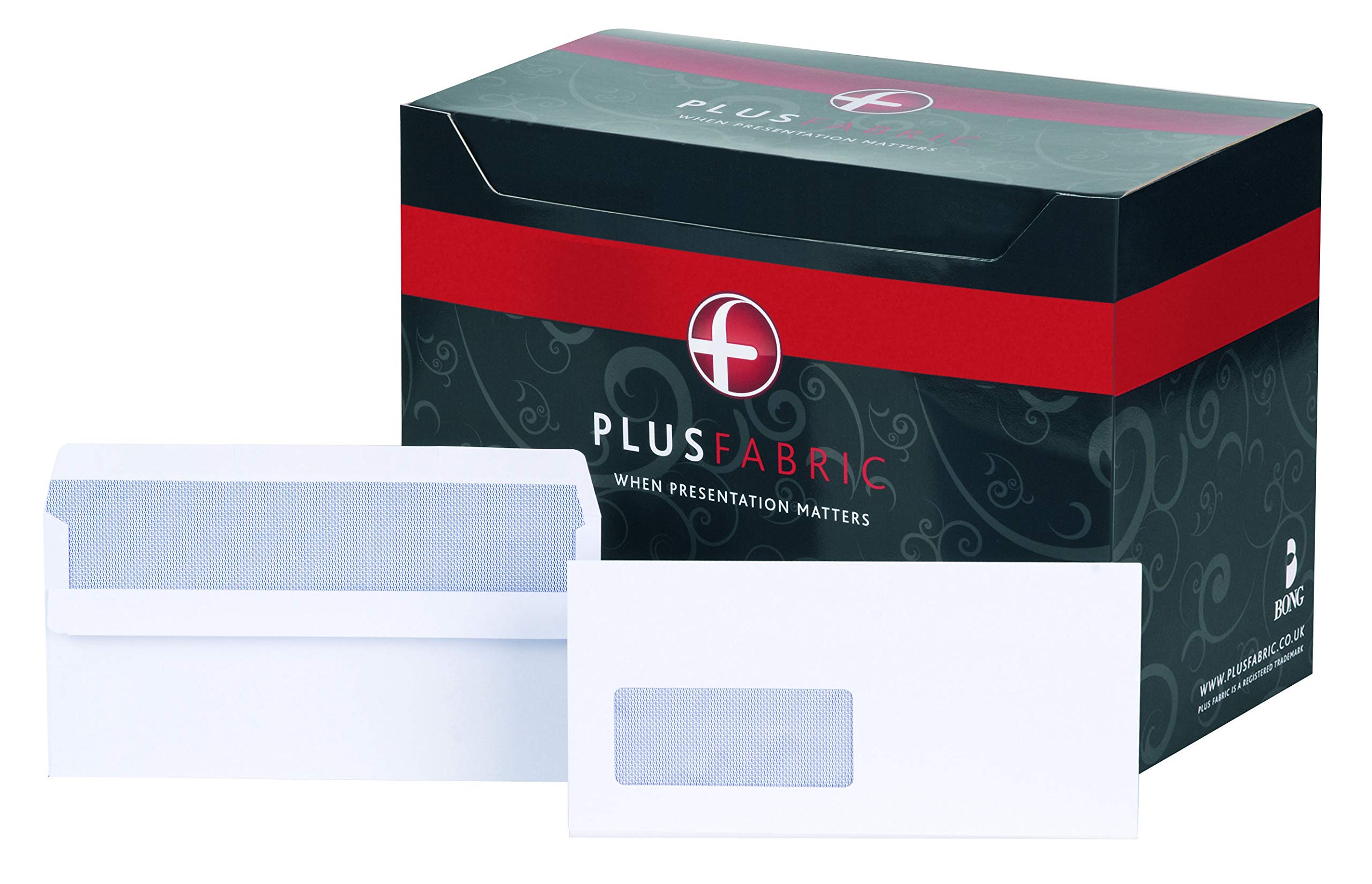 Plus Fabric DL Prestige White 120gsm Window Self Seal Wallet Box of 250 Envelopes