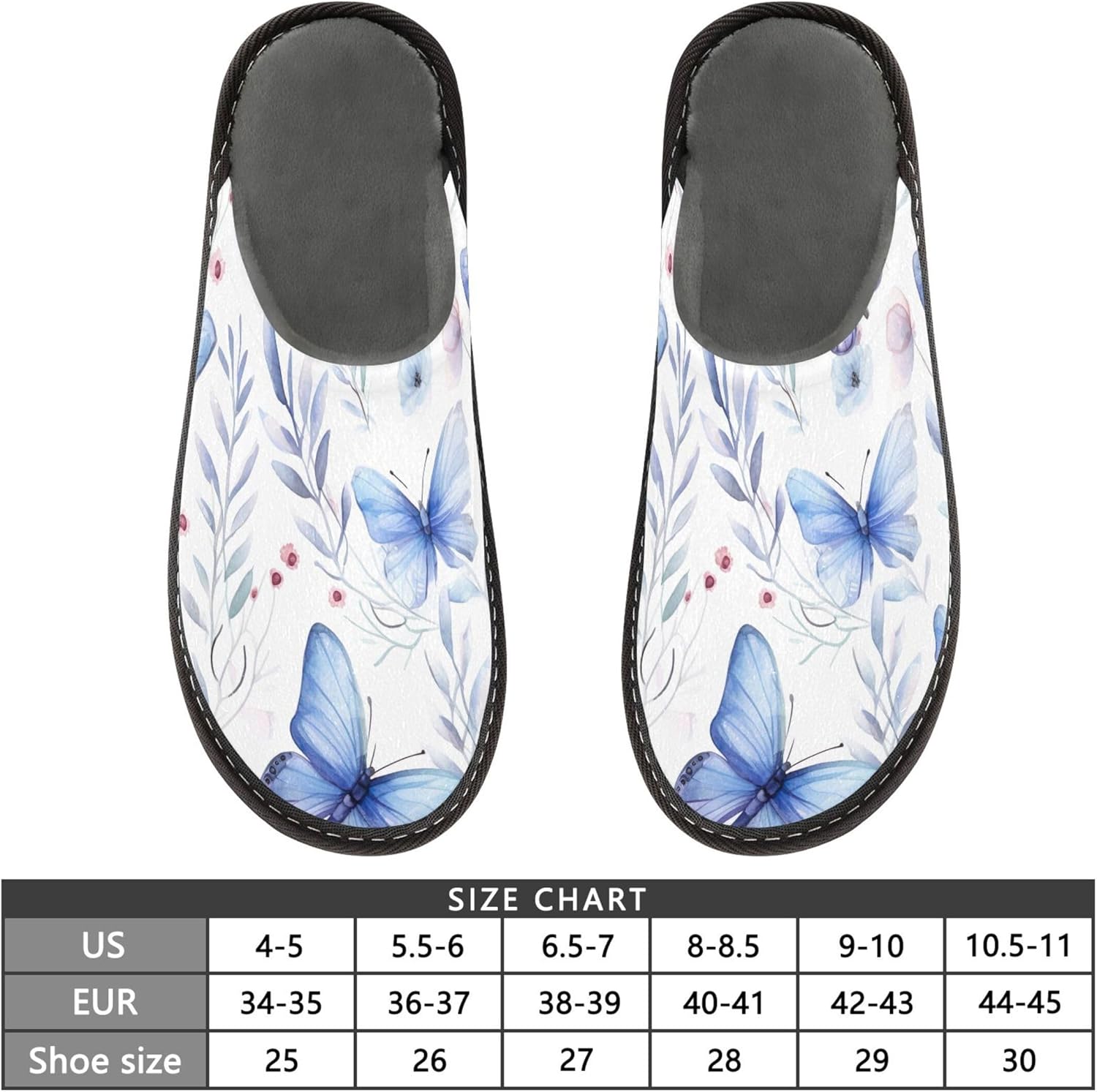 Flower Butterfly House Slippers – Cozy Fuzzy Slippers for Guests, Washable & Disposable, Perfect for Shoeless Home, Spa & Hotel Use A111302