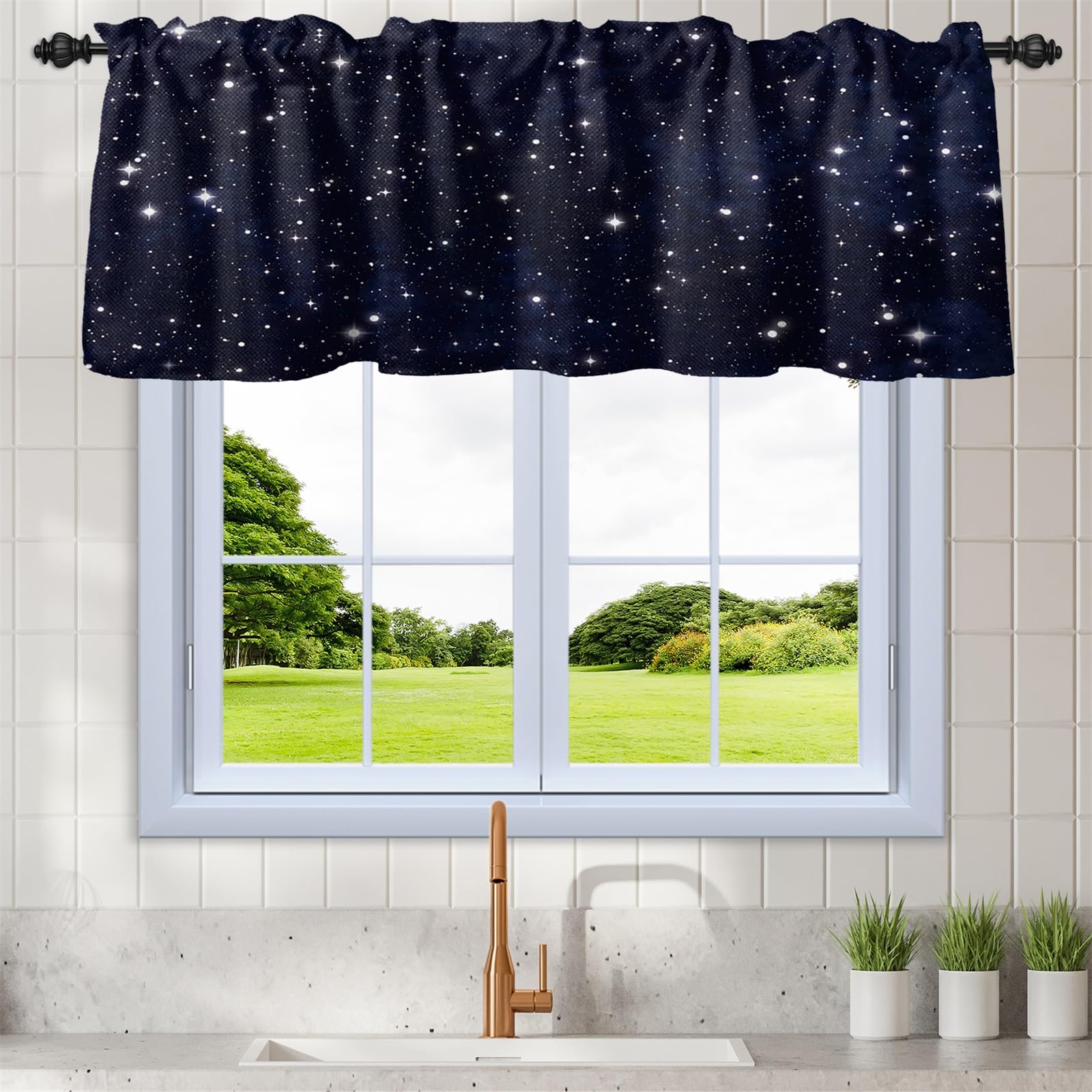 Cortinas de ventana de 107 x 45,7 cm Renaiss con diseño de cielo nocturno para cocina
