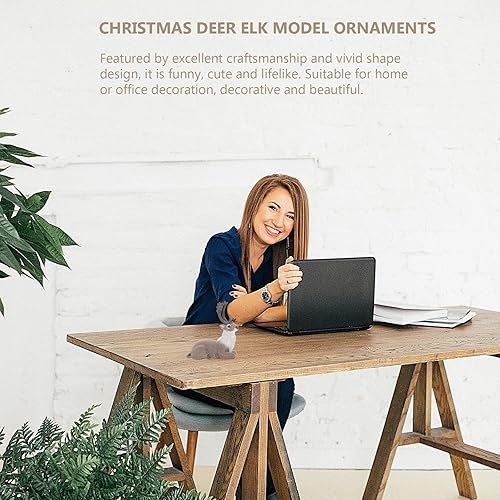 Vista 3 de HOMSFOU Figuras de reno de Navidad Figuras realistas de ciervos