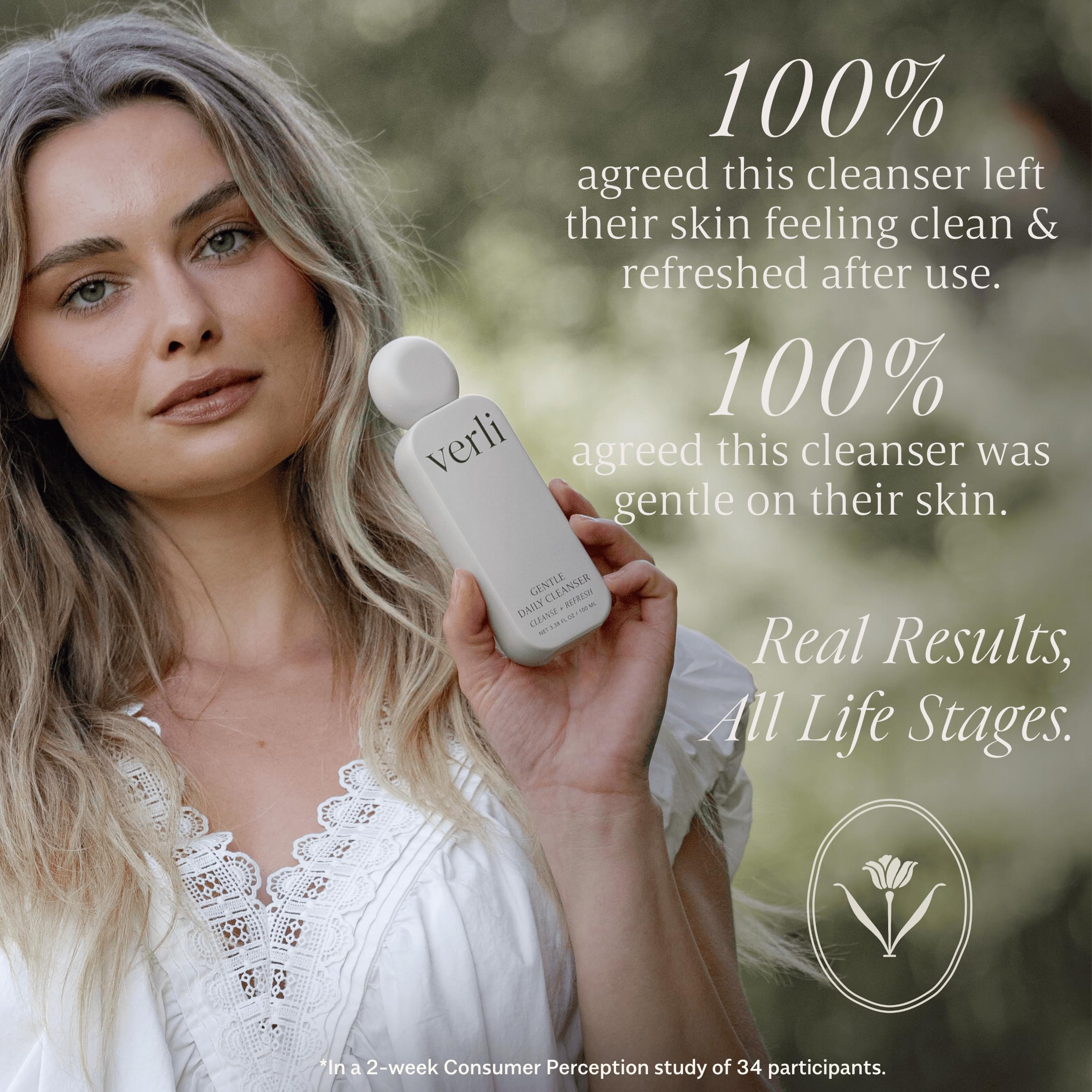 Verli Gentle Daily Cleanser Hydrating Botanical Face Wash, 3.38 fl oz
