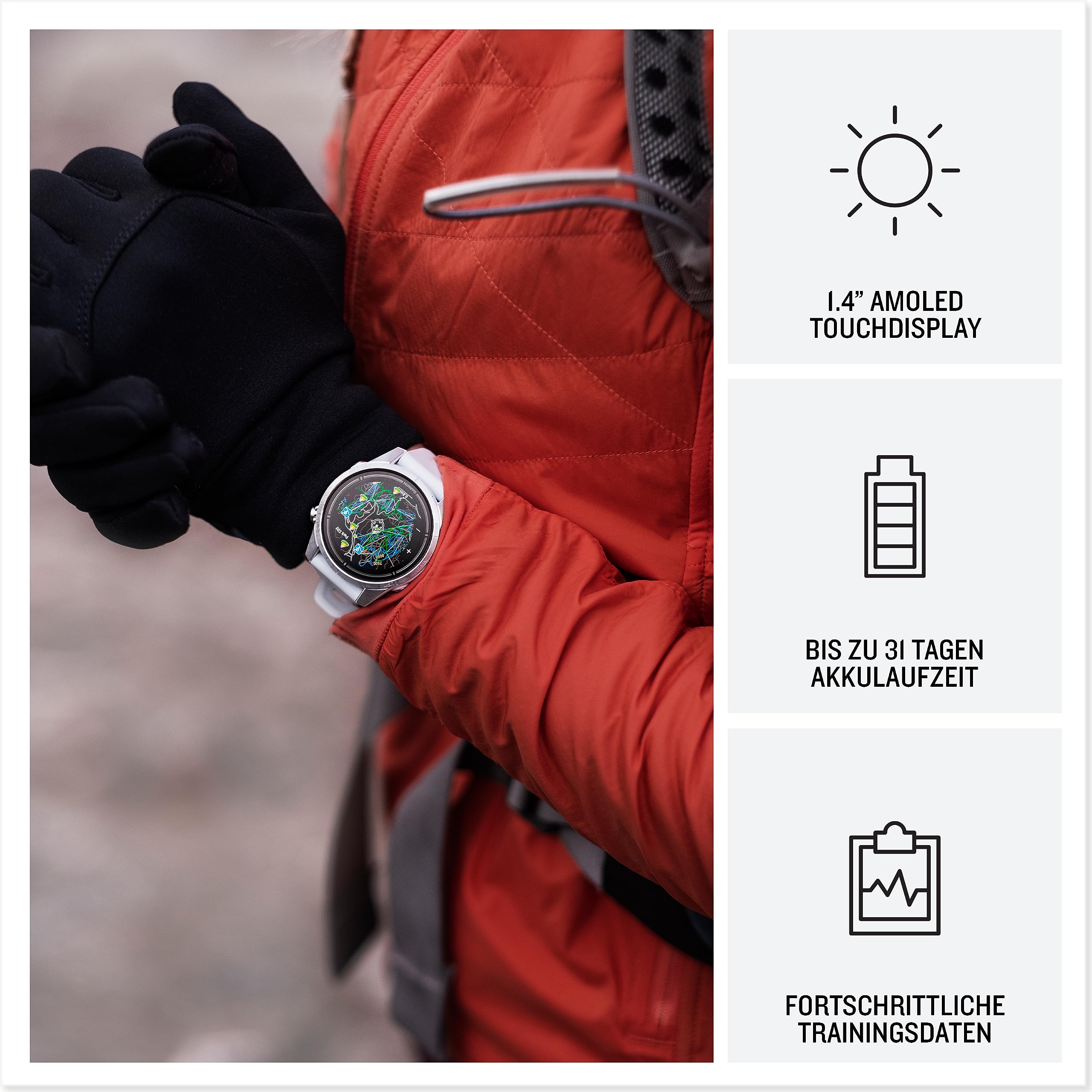 Garmin Epix Pro, 51 mm, GPS-Multisport-Smartwatch, Schwarz/Schiefergrau | AMOLED Display, bis zu 31 Tage Akkulaufzeit, LED-Taschenlampe, 80+ Sport-Apps, internationale Topokarten, Silikonarmband