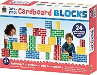 Teacher Created Resources Easy-Stack Cardboard Blocks 24-Piece Set - Sturdy 150-lb Building Toys for Imaginative Play Ages 2+ (TCR11531)