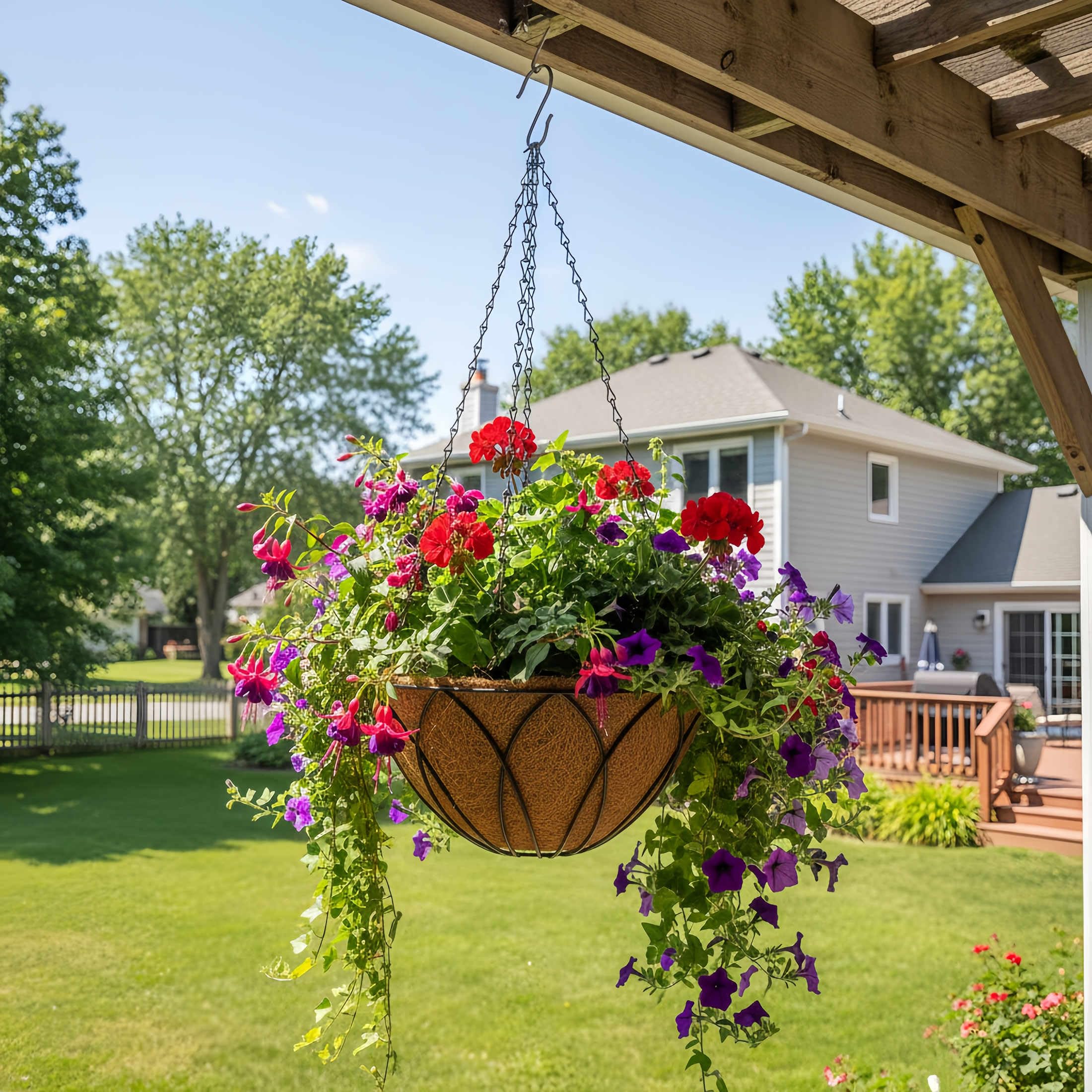 HOSY 2-Pack 12-in Hanging Metal Planter Baskets with Coconut Fibre Liner