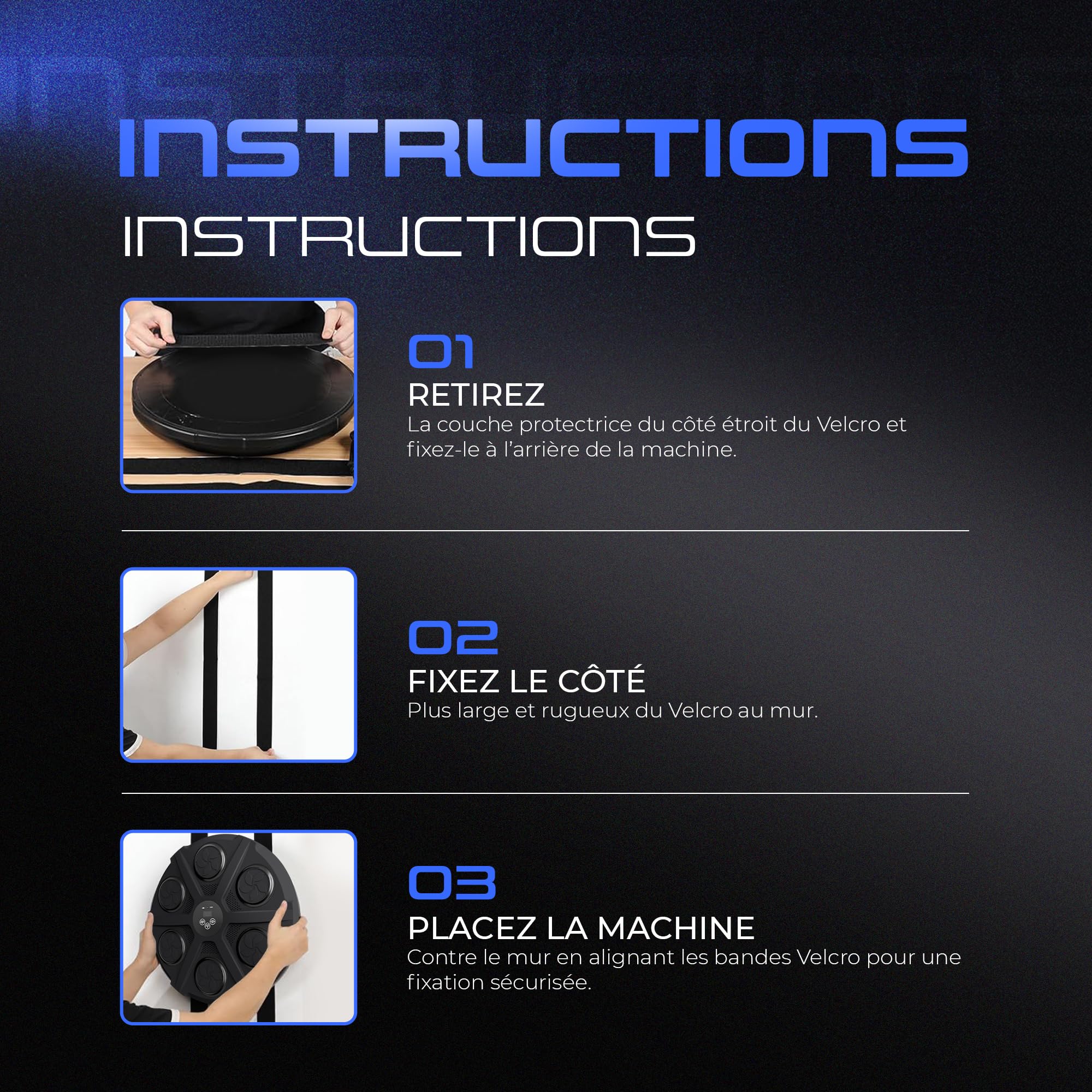 EZERO Machine Beatpunch Boxe Adulte Bluetooth LED Entraînement interactif Boxe Mural Musique Améliore Réflexes Endurance Set Complet