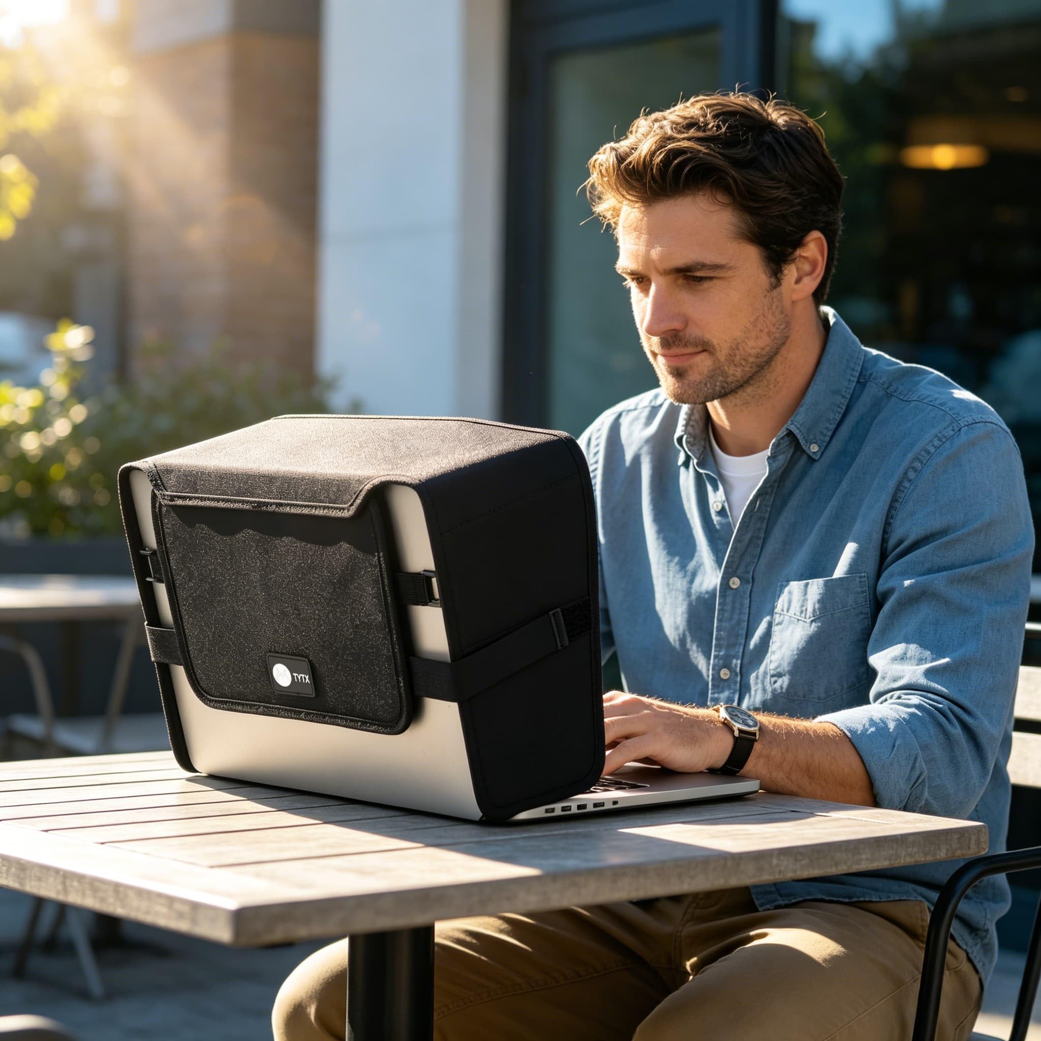Parasole per computer portatile, per lavoro all'aperto, leggero, per la privacy del computer e schermo antiriflesso, copertura pieghevole (M)