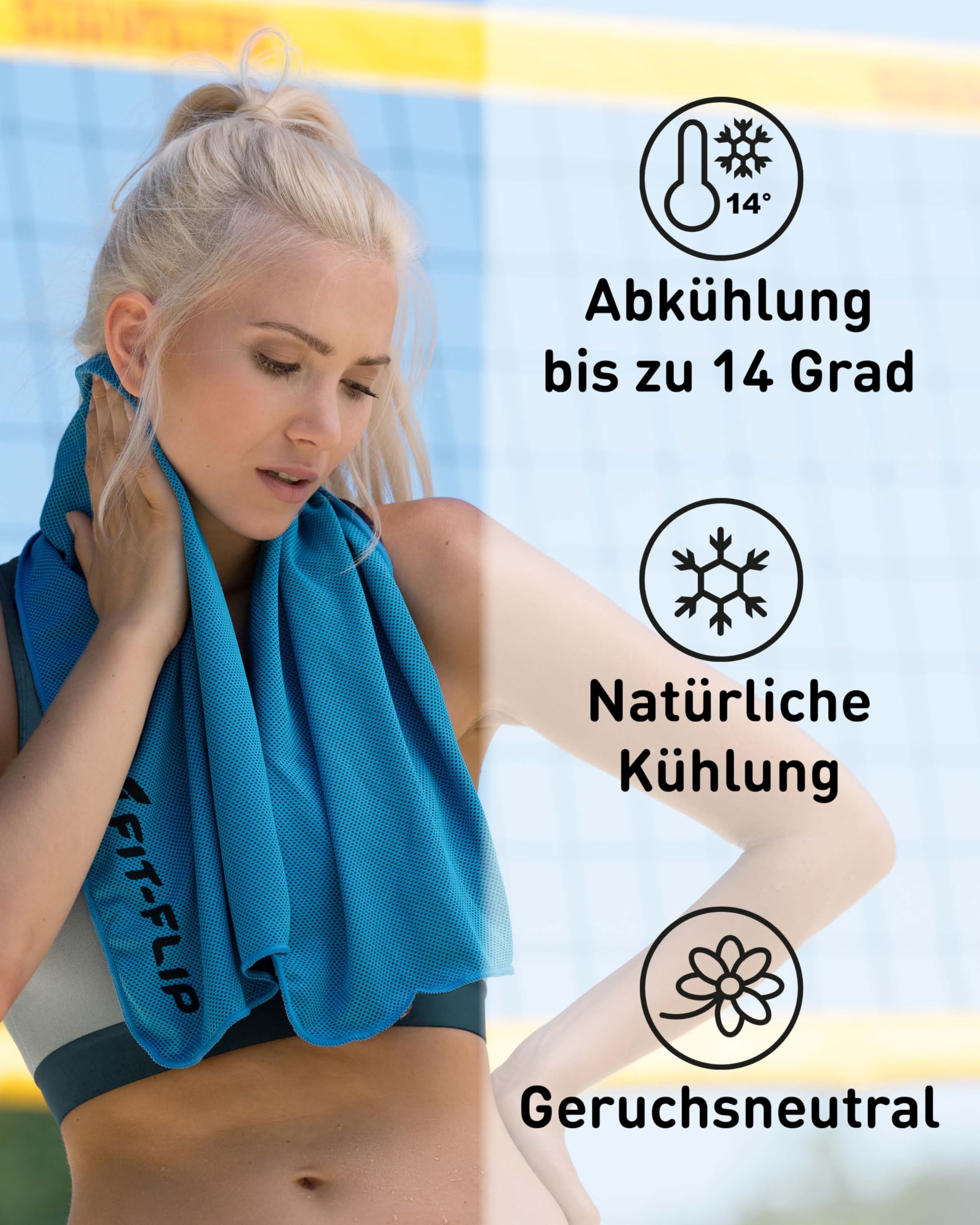 Fit-Flip Kühltuch 3er Set – kühlendes Handtuch Fitness und Sport – mikrofaser kühlhandtuch Nacken – Airflip kühltücher – cool Ice Towel mit Kühlfunktion