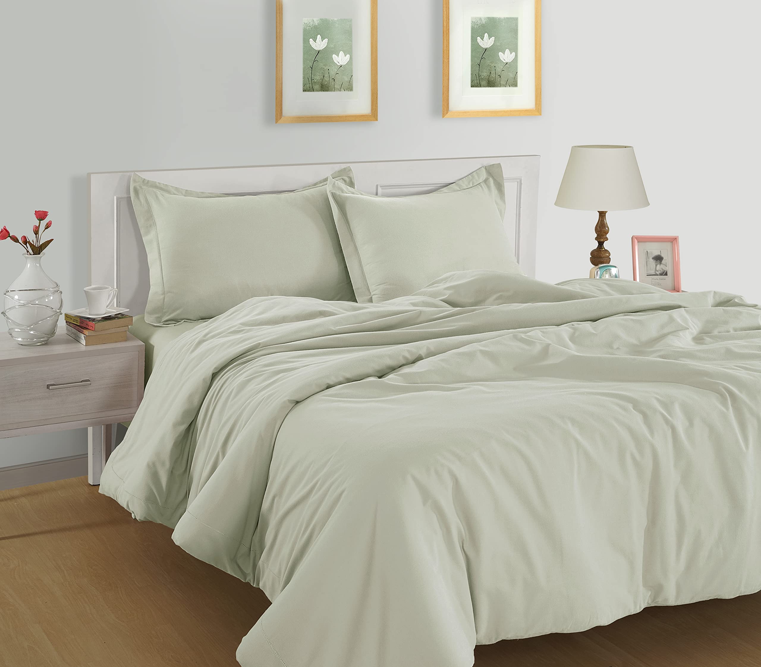 LANE LINEN Premium Organic Cotton Single Duvet Cover Mineral, 135x200cm Luxury Bedding Set, Ultra Soft Breathable Fabric - Image 2