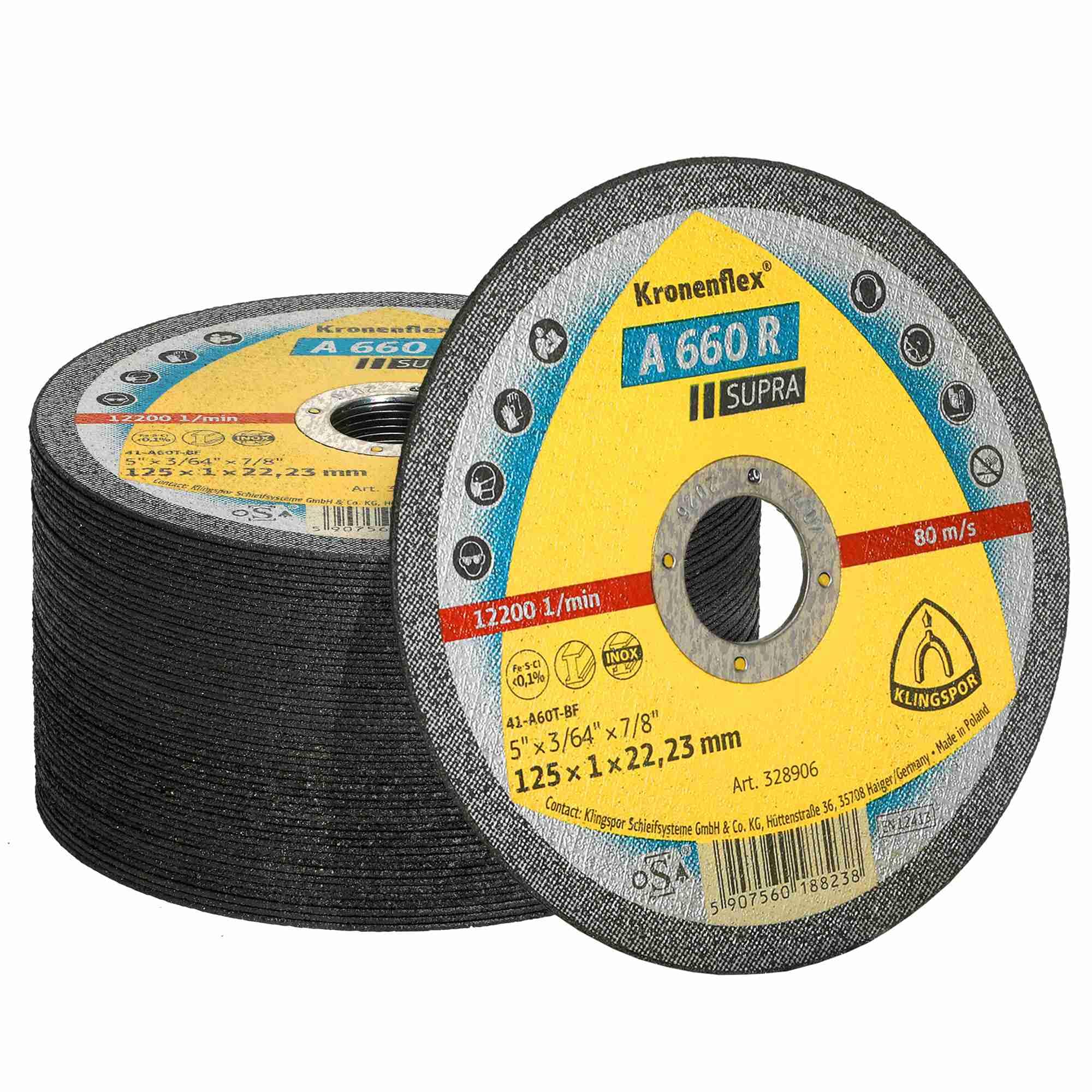A 660 R - Discos de corte rectos (25 unidades, 125 x 1 x 22,23 mm)