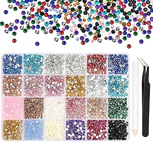 24 Colors Rhinestones Kit for Bedazzling, 3500Pcs Flatback Gems Jelly Rhinestones with Tweezers Pen, Crystals Nail Gems Charms and Jewels for Nail Shoes Clothes Cap Face Tumblers Art Crafting