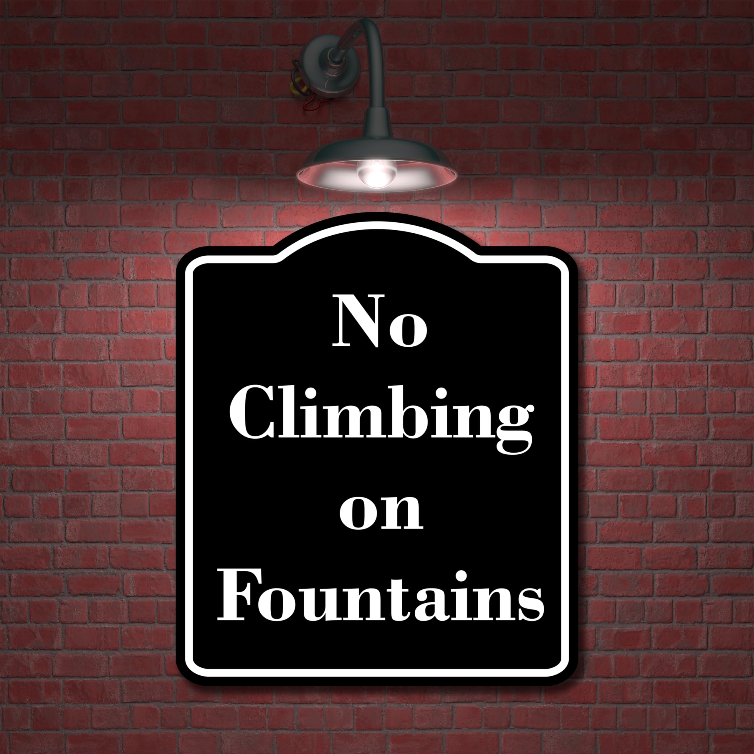 No Climbing on Fountains BLACK Aluminum Composite Sign 8.5''x10''