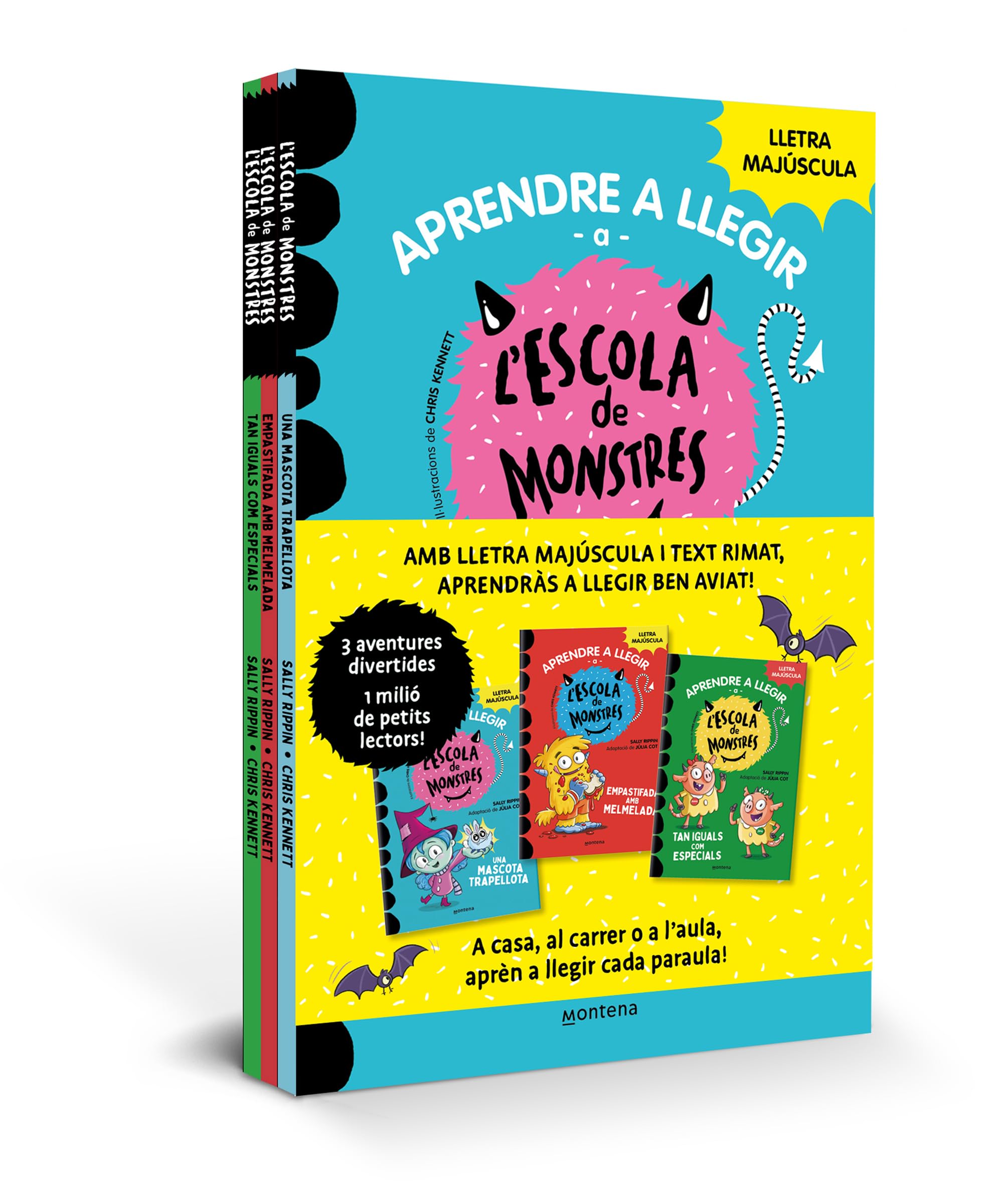 Aprendre a llegir a l'Escola de Monstres - Pack amb els llibres 1, 2 i 3: Amb lletra MAJÚSCULA (llibres per a nens a partir de 5 anys)
