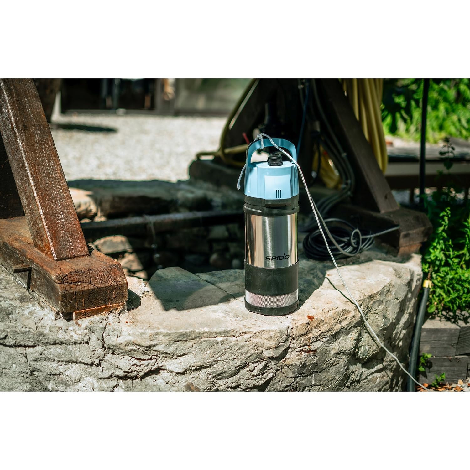 SPID’O IMM - Pompe immergée automatique inox pour puits et récupération d’eau - Corps inox - Déclenchement automatique - 6 m³/h max - IPX8 (900, Watts)