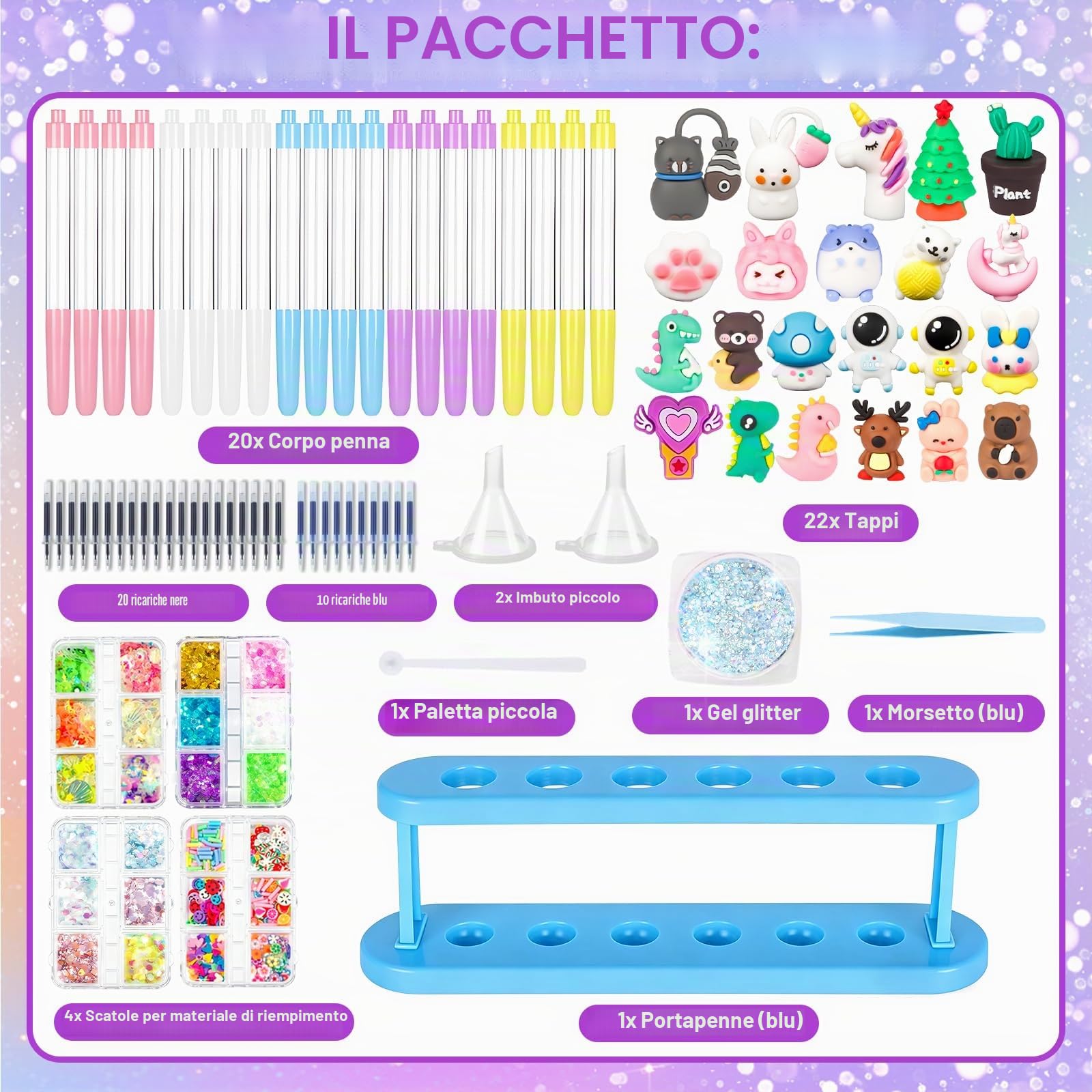 Laboratorio Delle Penne 102 Accessori, Kit Creativo per Creare Penne Carine, Set di Penne Creare Fai da te, Lavoretti Creativi per Ragazze 5 Anni, Idee Regalo per Bambina 5-12 anni
