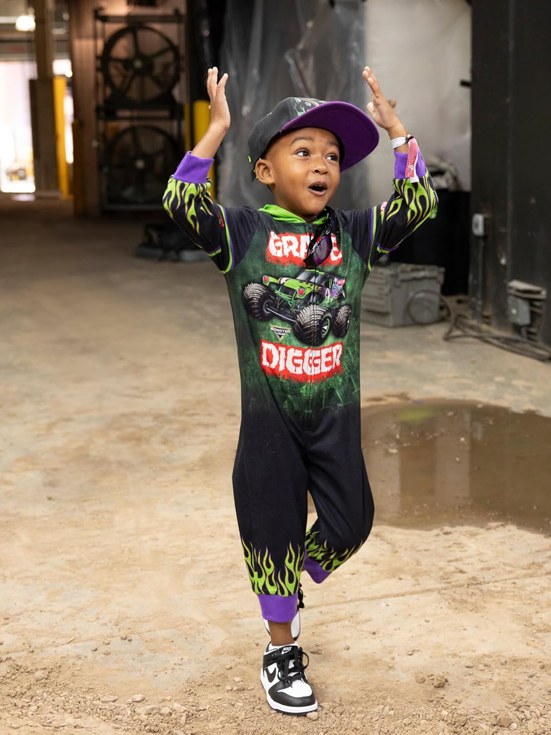 Monster Jam Racing Zip Up Coverall Toddler to Big Kid Sizes (2T - 10-12)