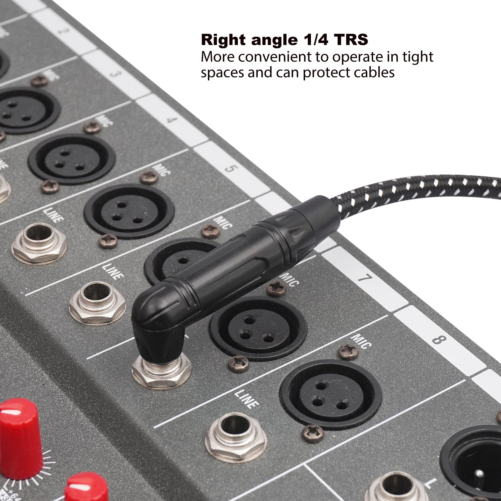 Audiokabel, rechtwinklig, 6,35 mm, TRS-Stereo-Stecker auf Buchse, High-End-Audiokabel, 6,35 mm Stereo-Stecker auf 1/4-Zoll-Buchse, Kopfhörer-Gitarren-Verlängerungskabel, 3 m