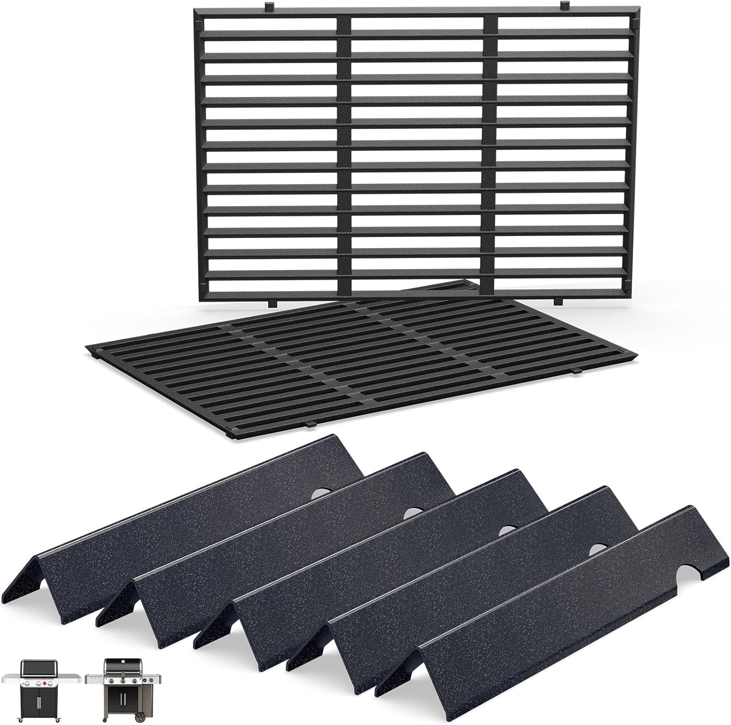 Genesis II Flavorizer Bars Replacement Parts, Genesis II Grill Grate for Weber Genesis II Grill Parts - 66795 66095 Parts for Weber Genesis II 300 Series ii E/S-310 ii E/S-315 ii E/S-335 ii SE-335 Cast Iron & Porcelain Steel Fits Genesis II/II LX 300