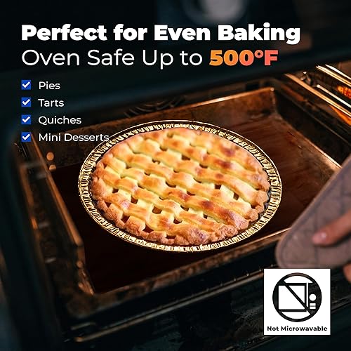 Miniatura 3 de Fit Meal Prep Paquete de 125 moldes para tartas de 9 pulgadas, de papel de aluminio para hornear, molde para pastel profundo desechable, recipiente