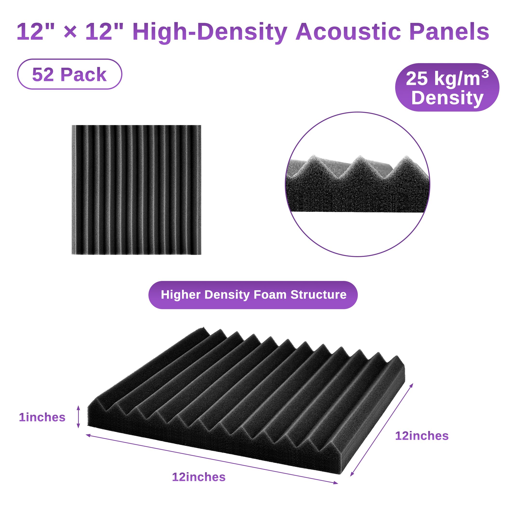 Amazon.com: TDHLYJHF 52 Pack Acoustic Foam Panels 1