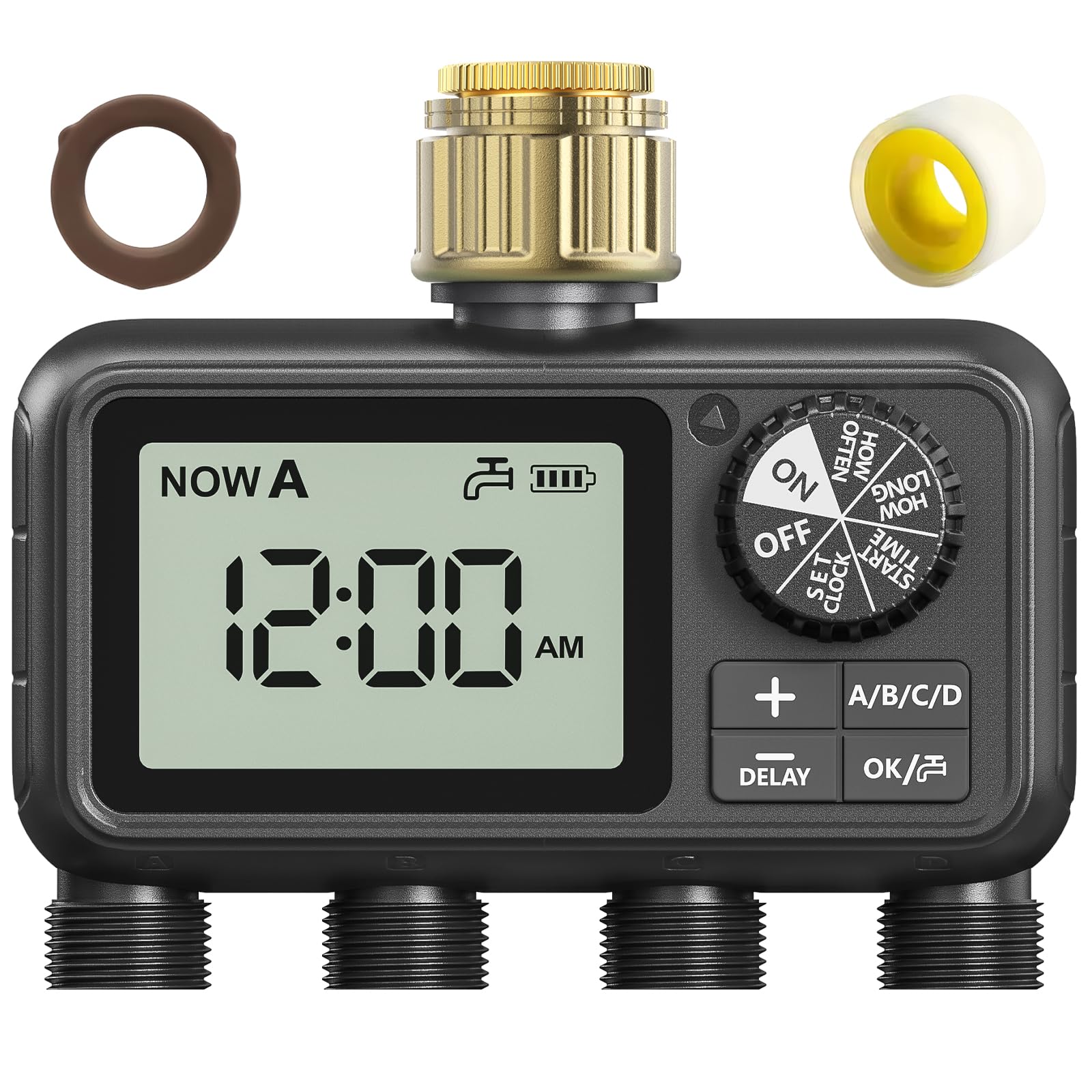 Xtsuen Water Timers for irrigation, Hose Timer with Rain Delay/Automatic & Manual Mode, Sprinkler Timer for Garden IPX5 Waterproof/Large Screen LCD Display