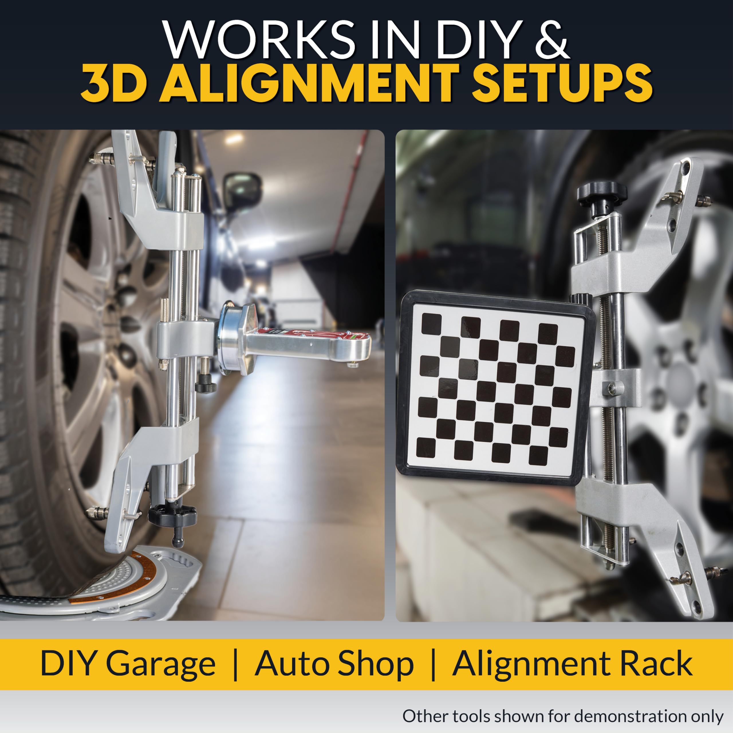 AutoSolo Abrazadera de Rueda para Alineación DIY - Adaptador Magnético Universal para Calibres de Camber - Compatible con Rines 11-25" (2 Unidades)