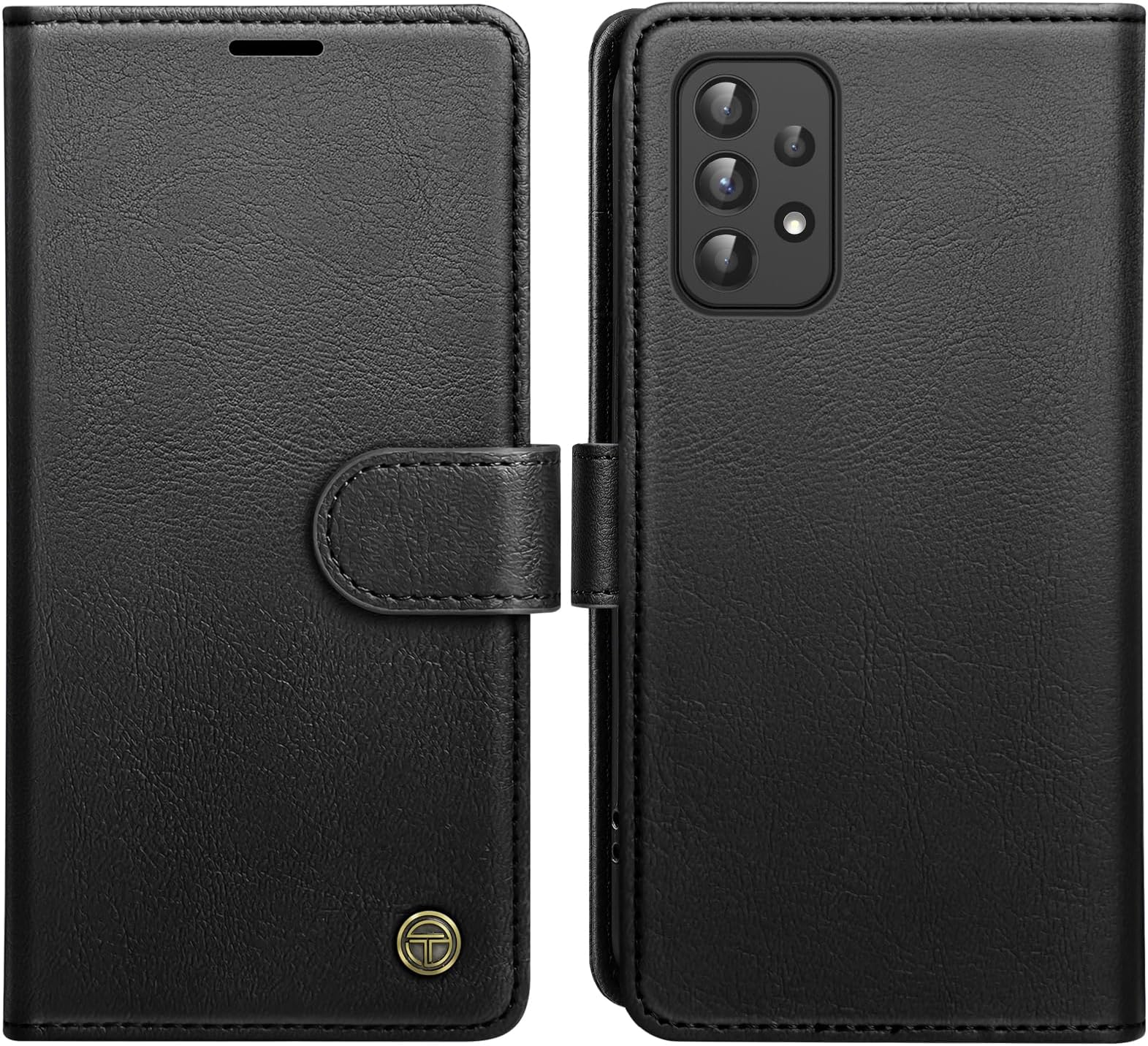for Samsung Galaxy A53 5G Case, Flip Wallet Leather Phone Case with [4 Card Slots] [Kickstand] [RFID Blocking] Magnetic Protective Shockproof Cover for Samsung A53 Phone Case - Black