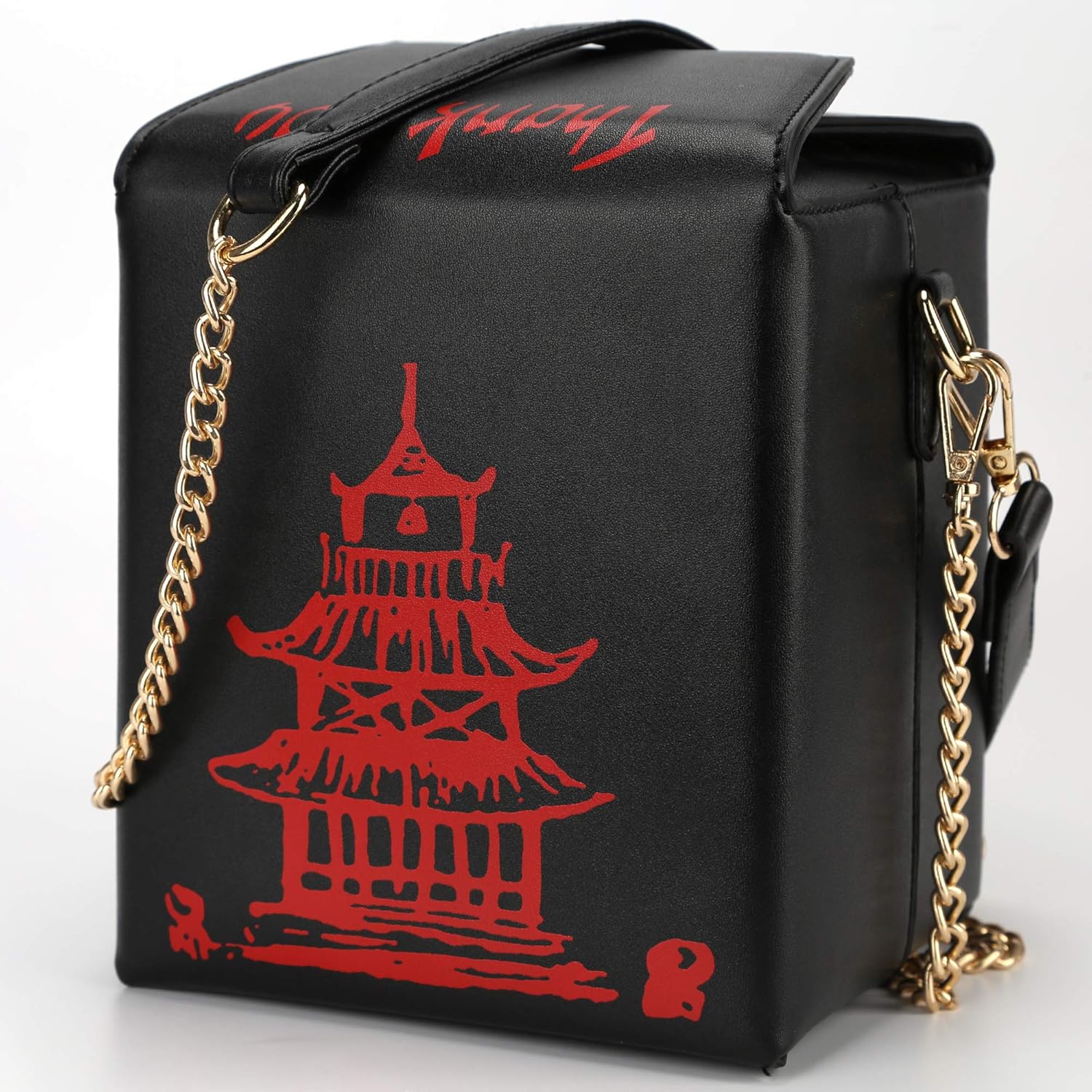 Tower Print Crossbody Shoulder Bag,Pu Chinese Takeout Box Totes Purse for Women | Tower Print, Pu - Image 4