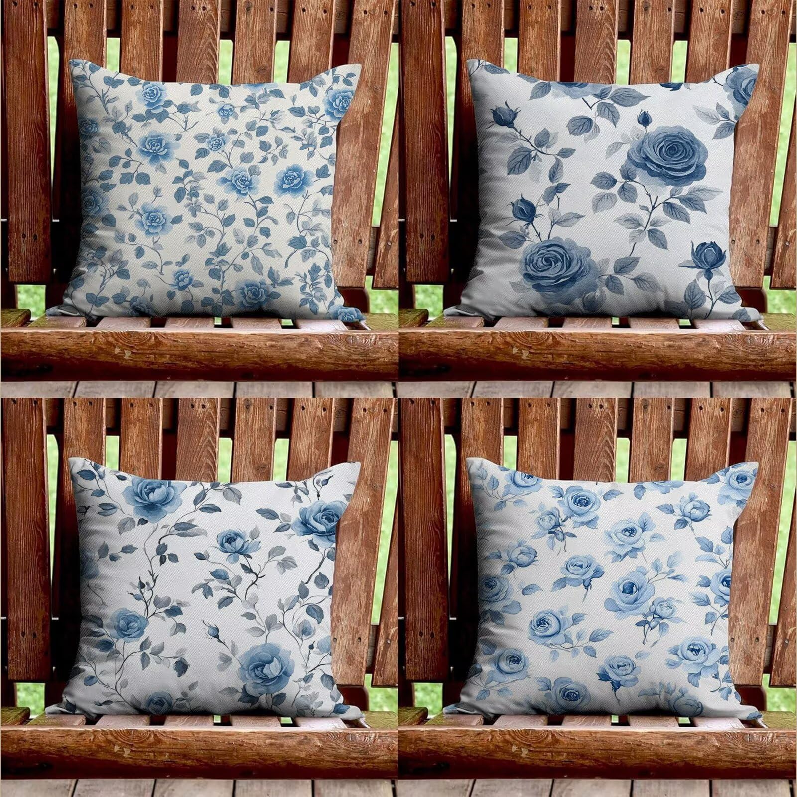 Outdoor Kissen Entenei Kissenbezug 60x60 cm 4er Set Balkon Dekokissen Blume Outdoor Kissenhülle Wasserdichte Samt Doppelseitiger Gedruckte Sofakissen Garten Balkon Zierpolster OutdoorDeko,Gift z-919