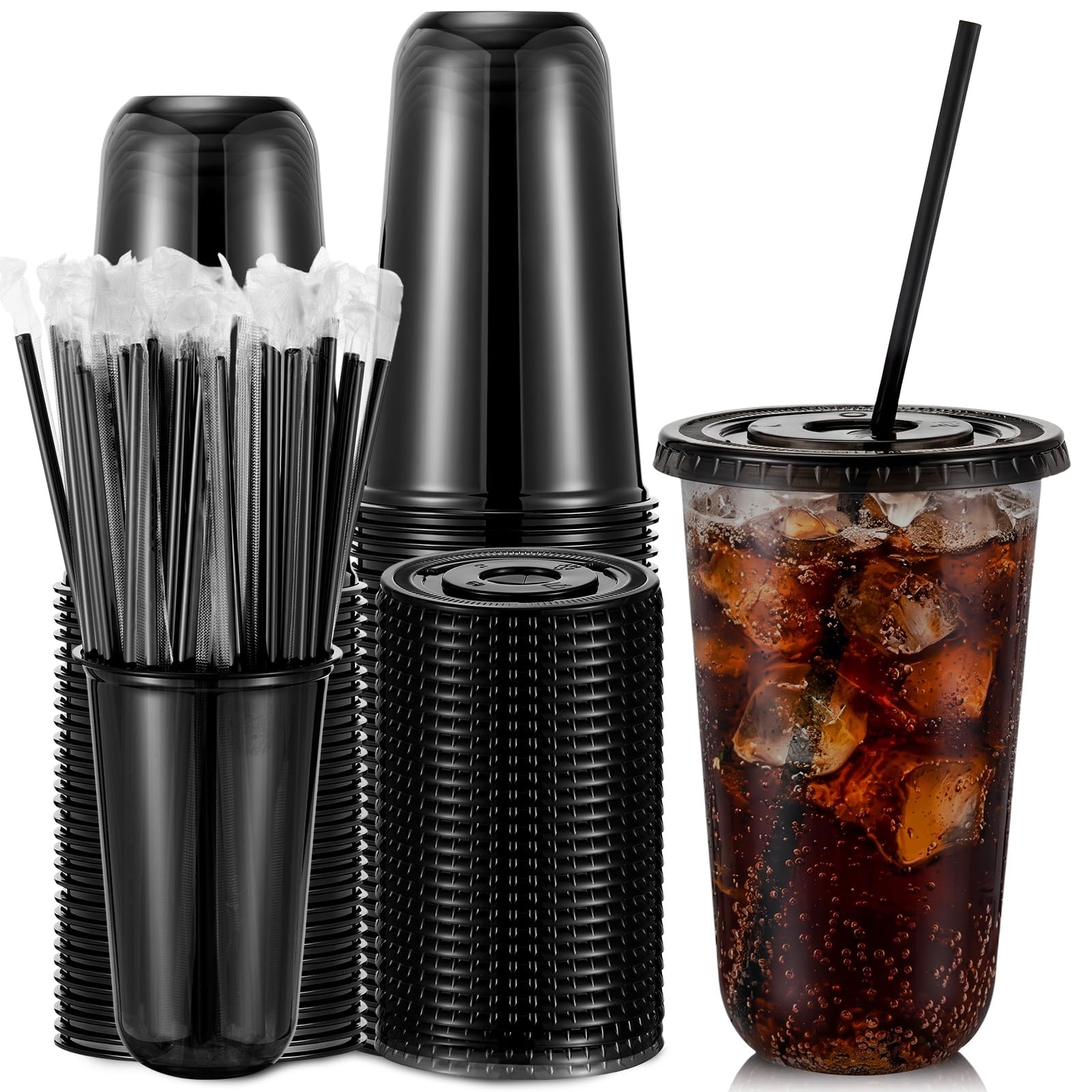 Ziliny 50 Sets 16oz Clear Plastic Cups with Lids and Straws Disposable Cups — Amazon image 19