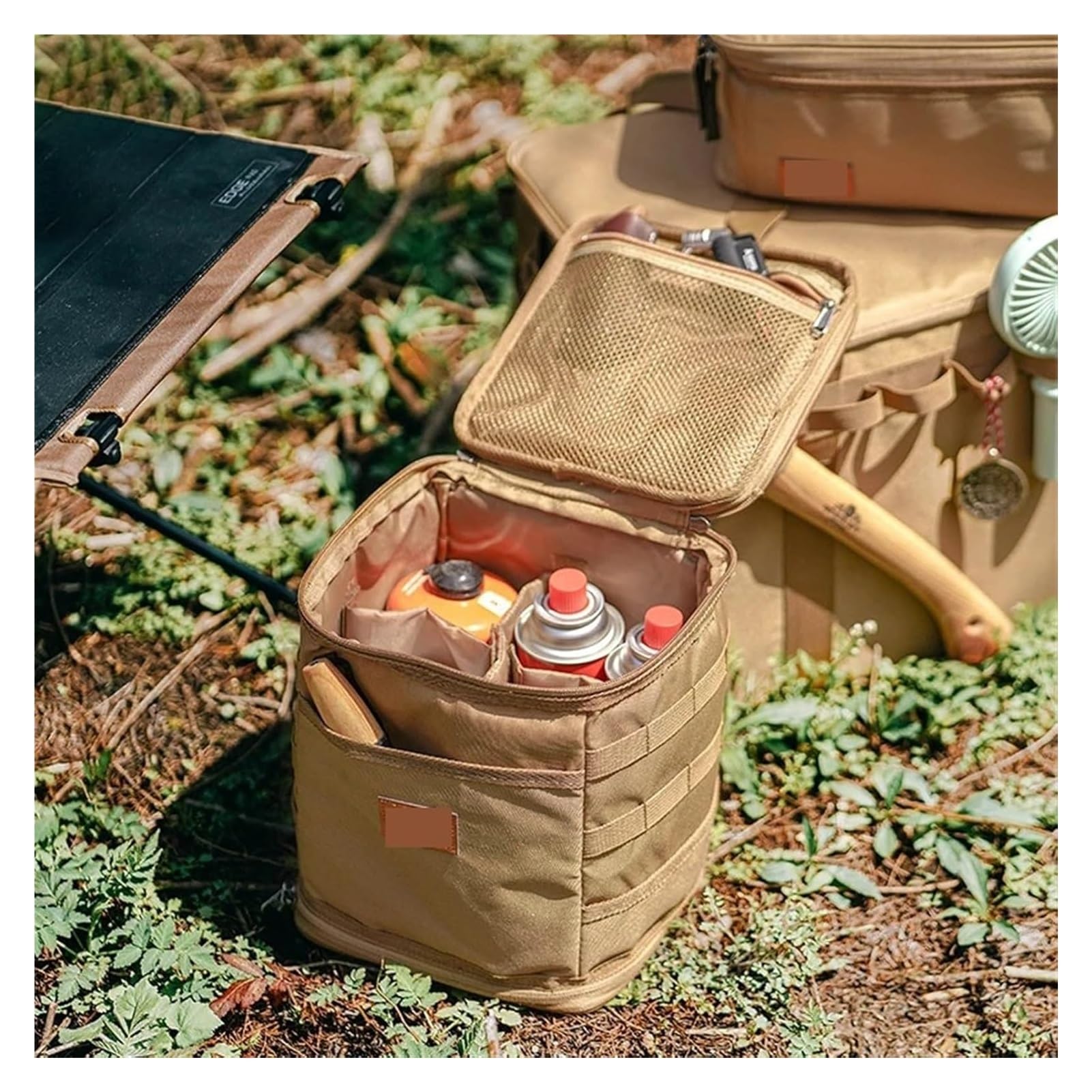 Borsa portaoggetti per esterni di grande capacità, borsa portatile per campeggio ed escursionismo, resistente tessuto Oxford per picnic e organizzazione degli attrezzi