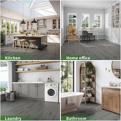 Miniatura 6 de Mysflosy Tablón de vinilo autoadhesivo, paquete de 36, 6 x 36 pulgadas, suelo de grano de madera natural, impermeable, para instalación de