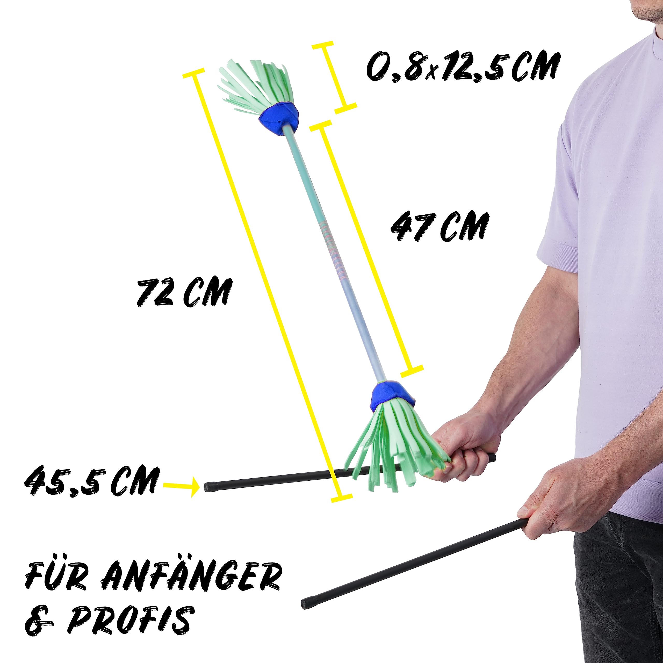 Diabolo Freizeitsport Flowerstick Pro Fiberglas UV reaktiv handbemalt blau-türkis