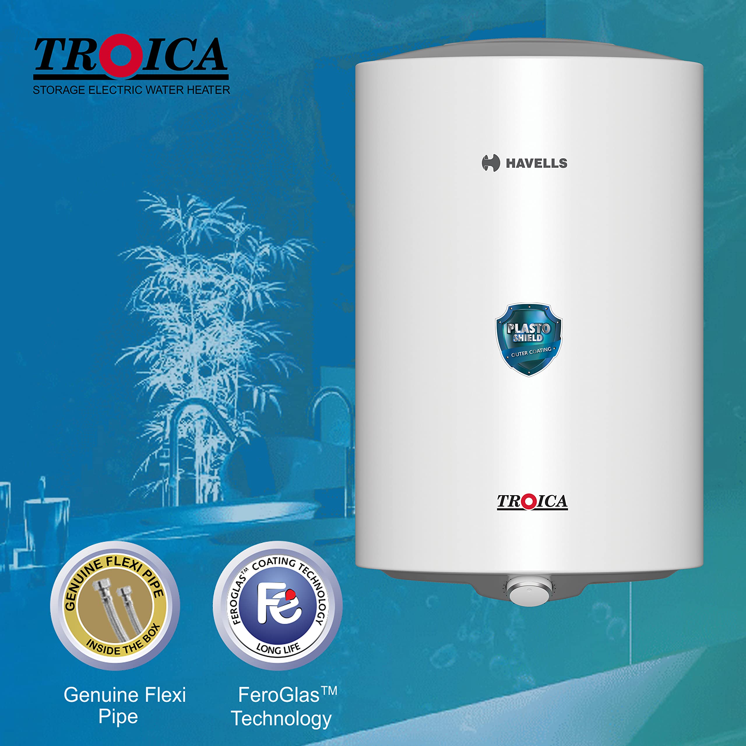 Buy Havells Troica 15-Litre Vertical Storage Water Heater (Geyser) White  Grey, 4 star Online at Low Prices in India - Amazon.in