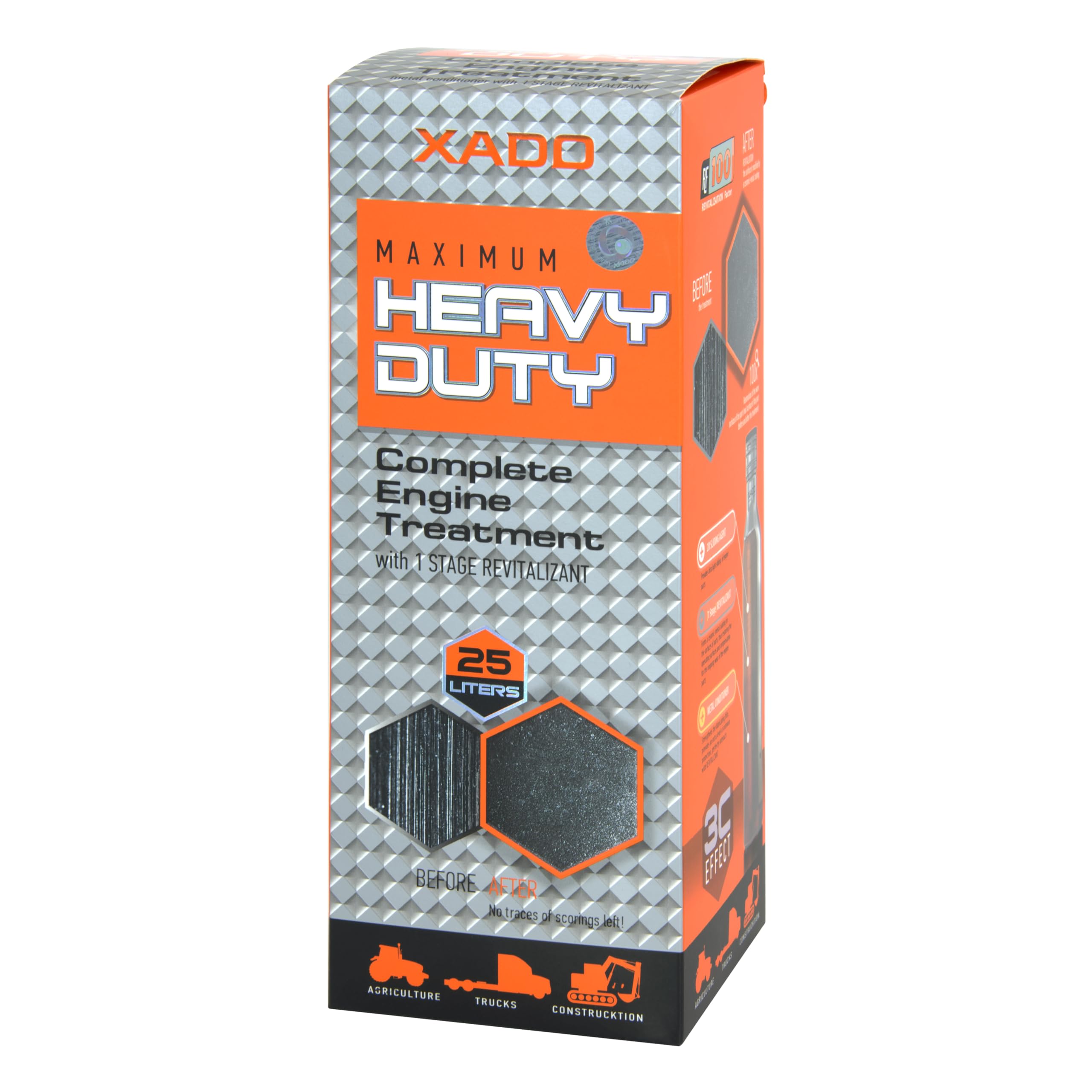 XADO 1 Stage Maximum Heavy Duty Engine Oil Additive - Revitalizant Atomic Metal Conditioner for Diesel Trucks, Tractors, Heavy Equipment & Commercial Engines - Anti Wear Engine Treatment