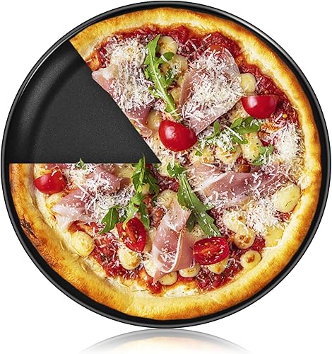 P&P CHEF 10 Inch Pizza Pan, Non-Stick Pizza Tray, Round Baking Pan for Oven, Healthy Bakeware and Serving Plate, Stainless Steel Core & Reusable,