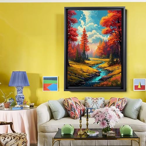 Miniatura 2 de River in the Forest Landscape Painting Forest Print Mountain Landscape Autumn Decor Nature Painting Mountains Painting