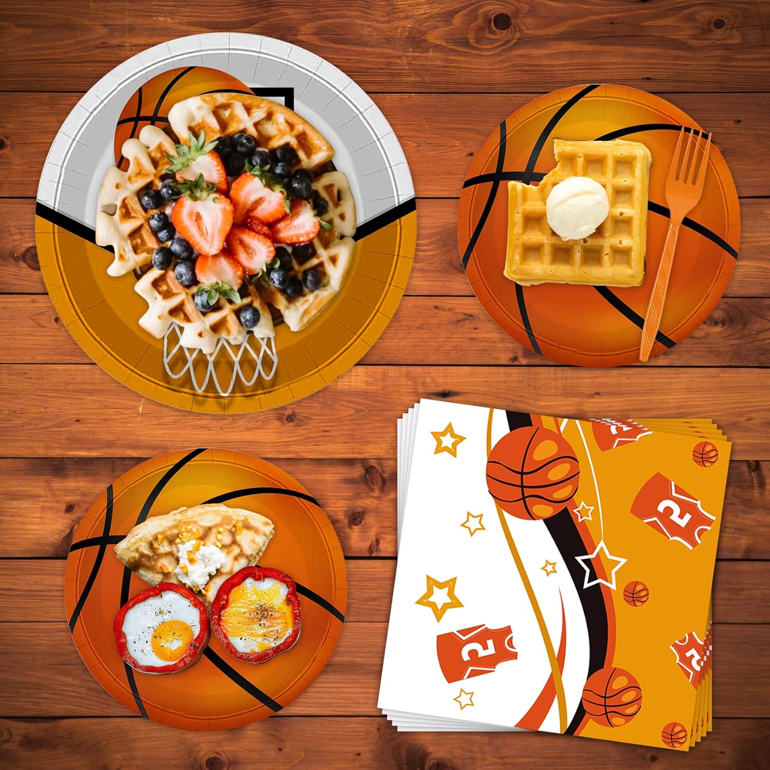 96 Pcs Basketball Plates &Party Supplies Including Plates and Napkins Party Supplies, Forks Basketball Birthday Decorations - Image 2