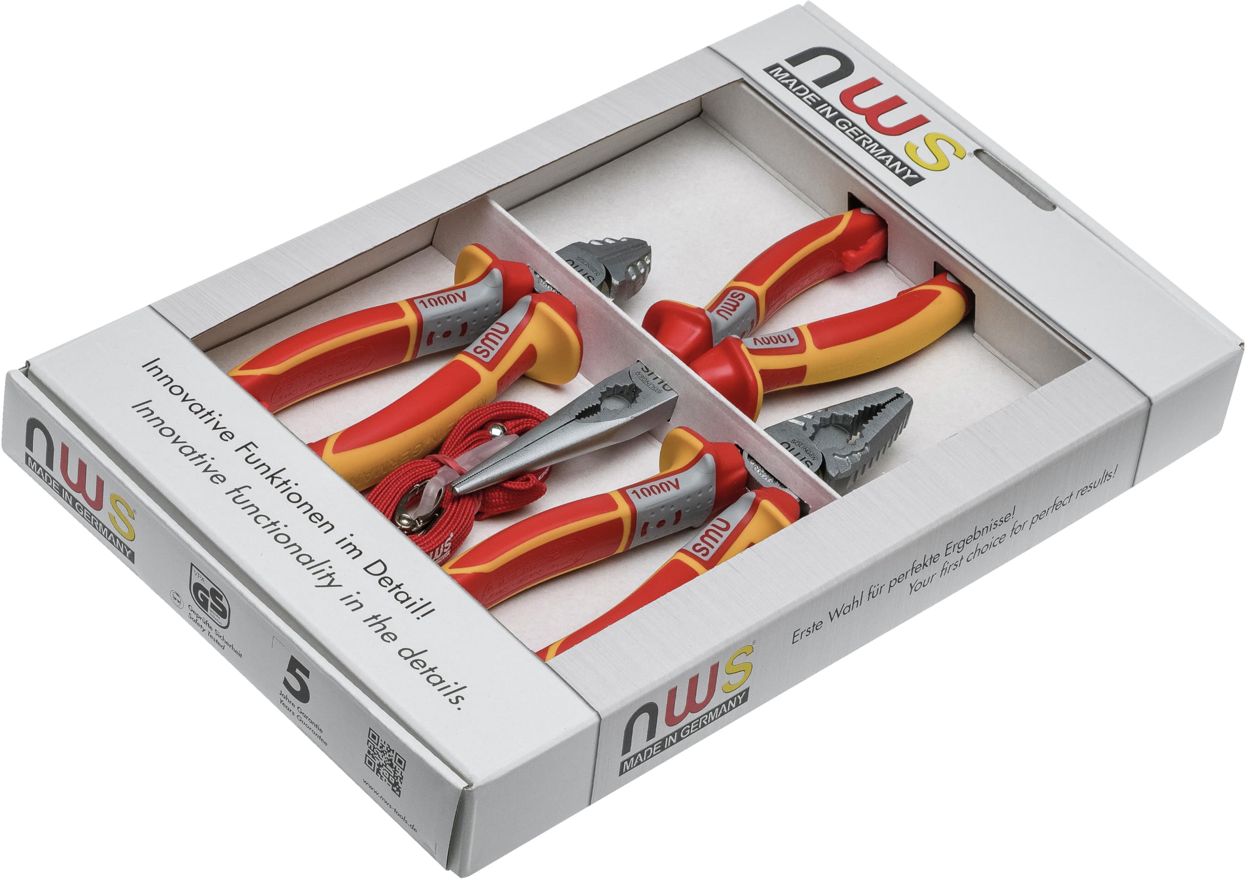 NWS 782 - Juego 3 alicates VDE (universal + corte diagonal + boca semiredonda recta)