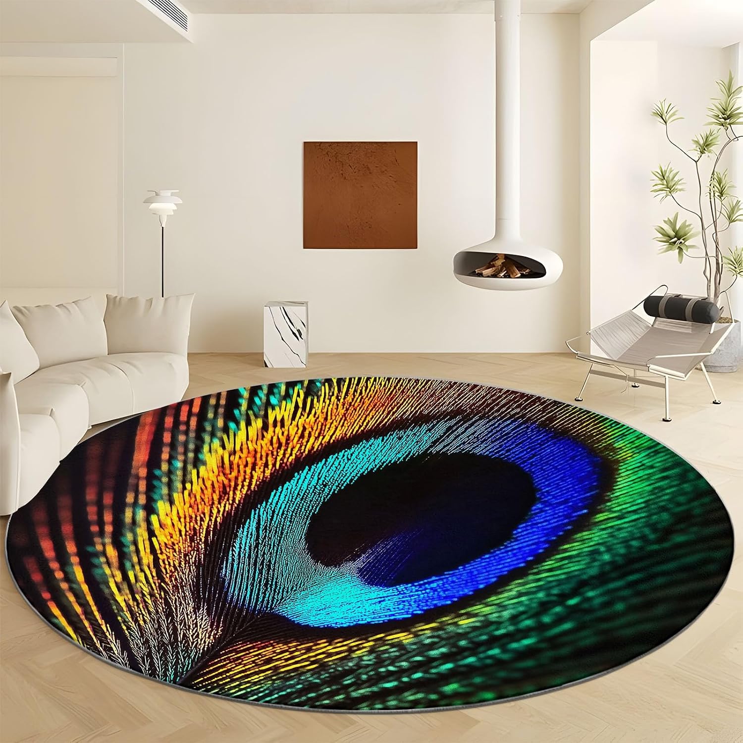 Kids Rugs for Playroom 3ft Leopard Animal Print Round Rug Circle Rug Soft Washable Round Rug for Bedroom Non-Slip Round Kids Rug for Nursery Classroom Living Room