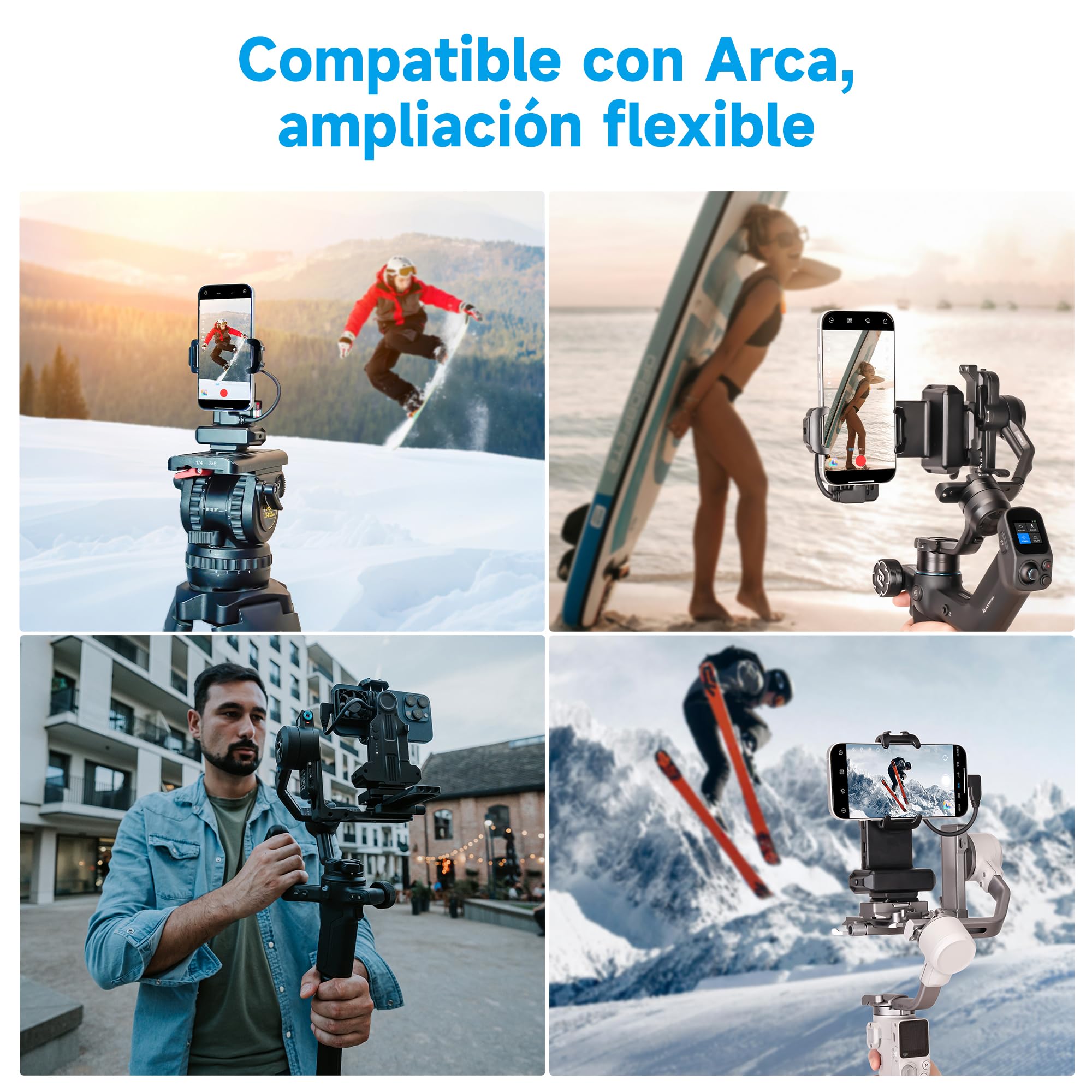 FeiyuTech Dispositivo de vídeo para smartphone con ventilador, 3 puertos tipo C, liberación rápida Arca-Quick, grabación horizontal/vertical, marco de agarre profesional