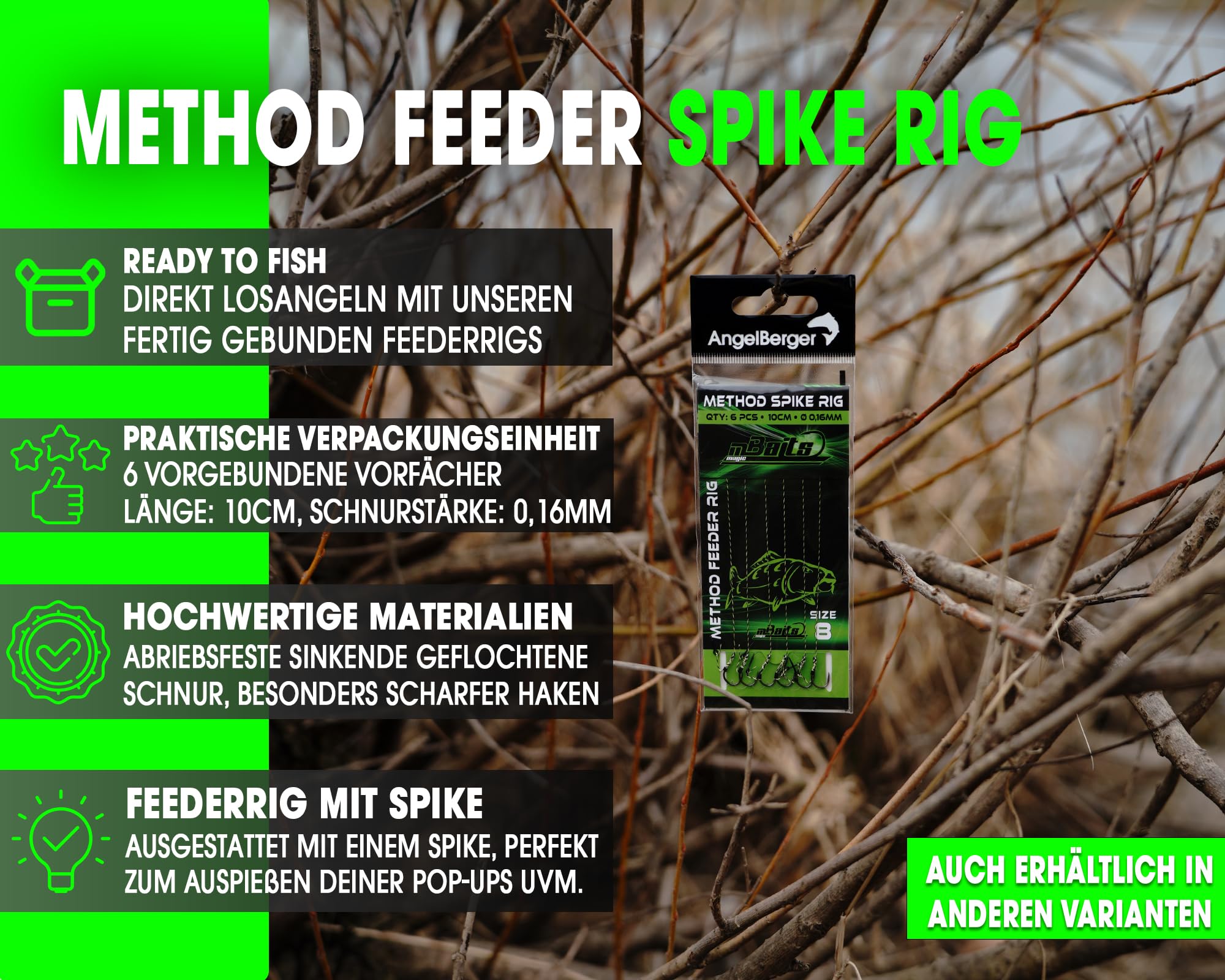 Angel-Berger Magic Baits Method Rig Feeder Rig Feedervorfach und Feederhaken Vorfach Angelhaken Feederrig Feederfischen