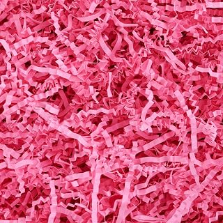 ROSYJUNE 1LB Crinkle Paper Filler, Pink Shredded Paper for Gift Basket Box | Crinkle Cut Paper Shred Filler for Birthday Wedding Valentines Day Decoration
