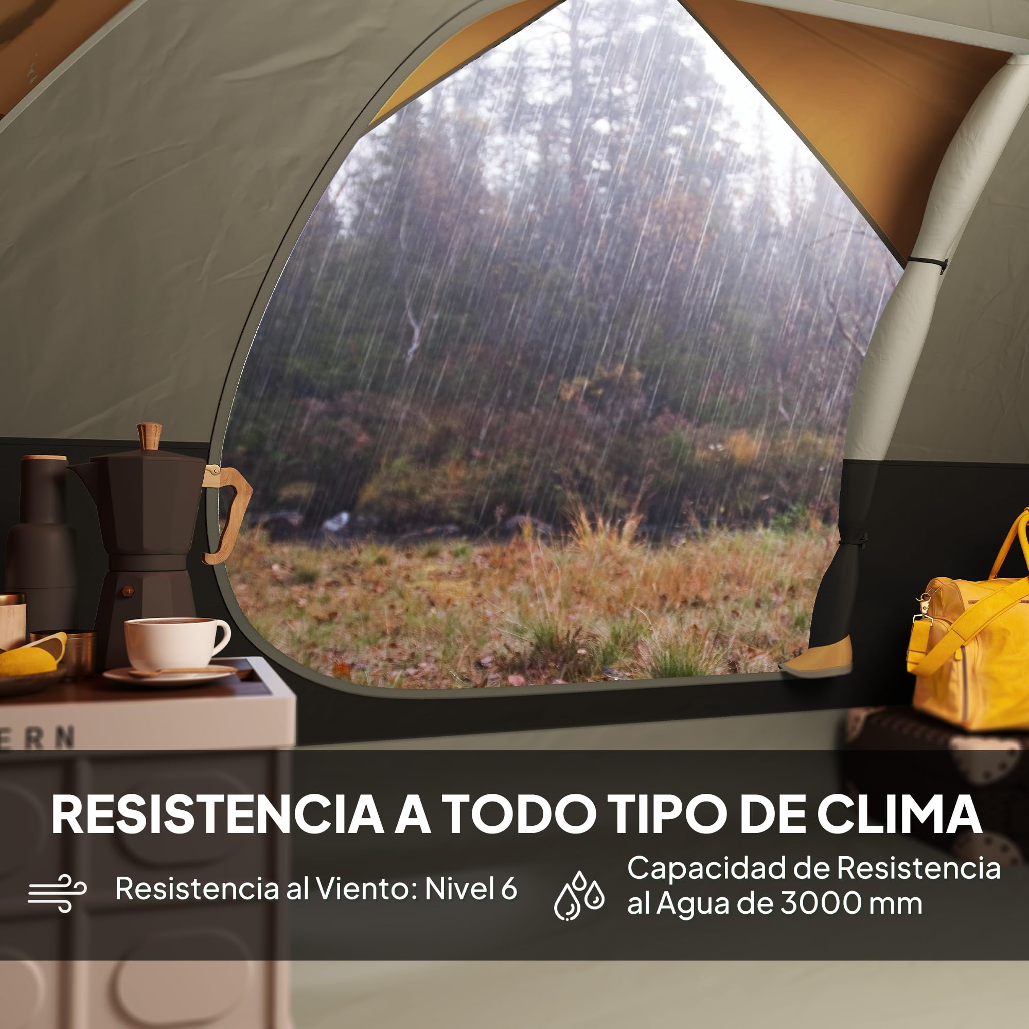 Outsunny Tienda de Campaña para 2-4 Personas Tienda de Camping Plegable con Ventana de Malla Puerta Gancho Bolsillos y Bolsa Resistente al Agua Fácil de Instalar para Senderismo Naranja y Gris