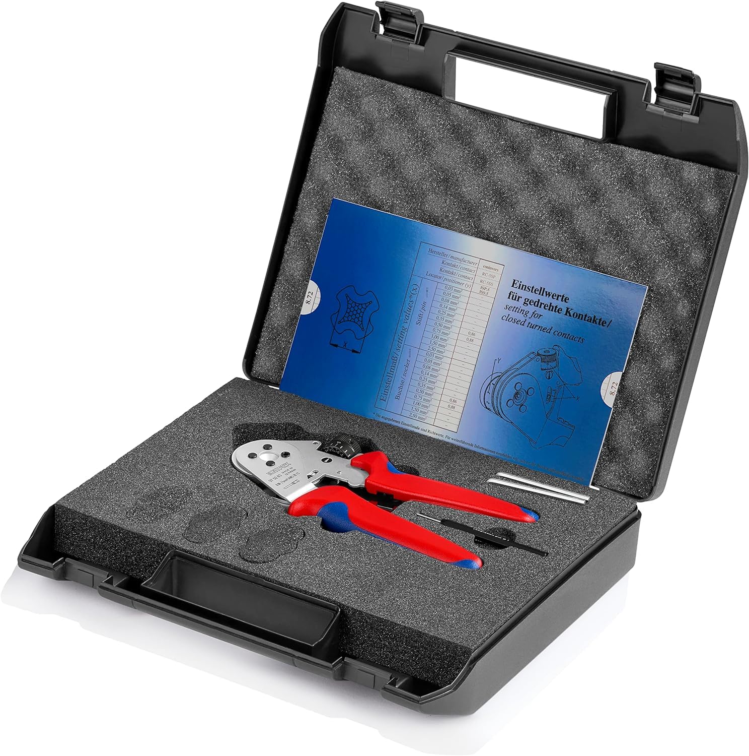 KNIPEX Pince à sertir à quatre points pour contacts tournés chromée avec poignées multimatières 180 mm, 97 52 63