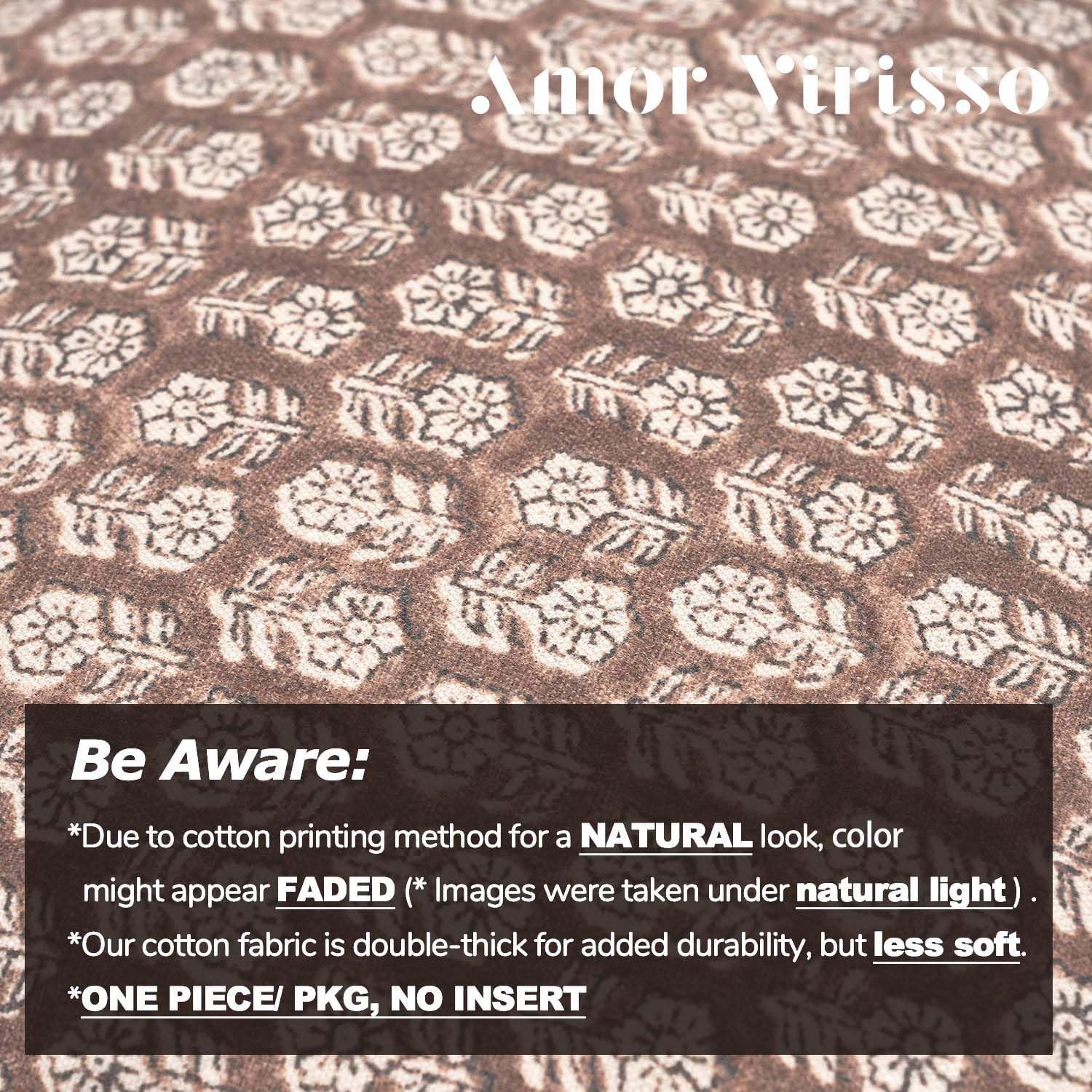 Amor Virisso Floral Pillow Covers 20x20 Farmhouse Neutral Decorative Pillow Covers for Couch Accent Sofa Pillows 1PC, Cognac Brown - Image 5