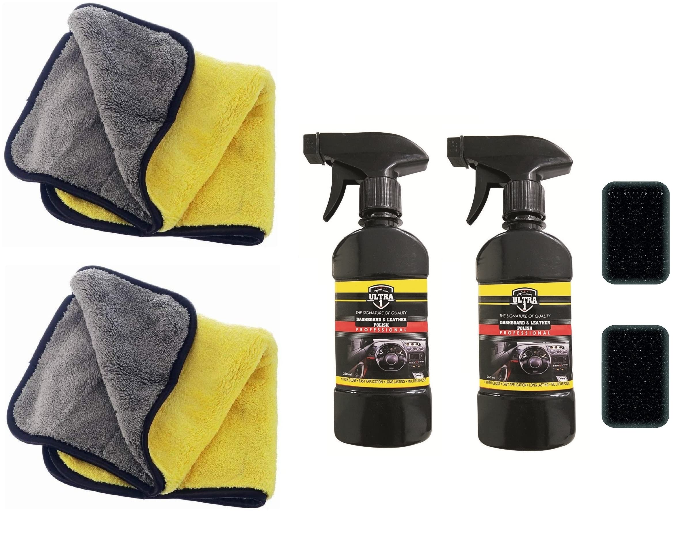 ULTRA1 Car Interior Dashboard Liquid Polish (250ML) (Pack of 2) with Mircorfiber Cloth 650 GSM (Size: 40 x 40 CM) (Pack of 2)-image-37